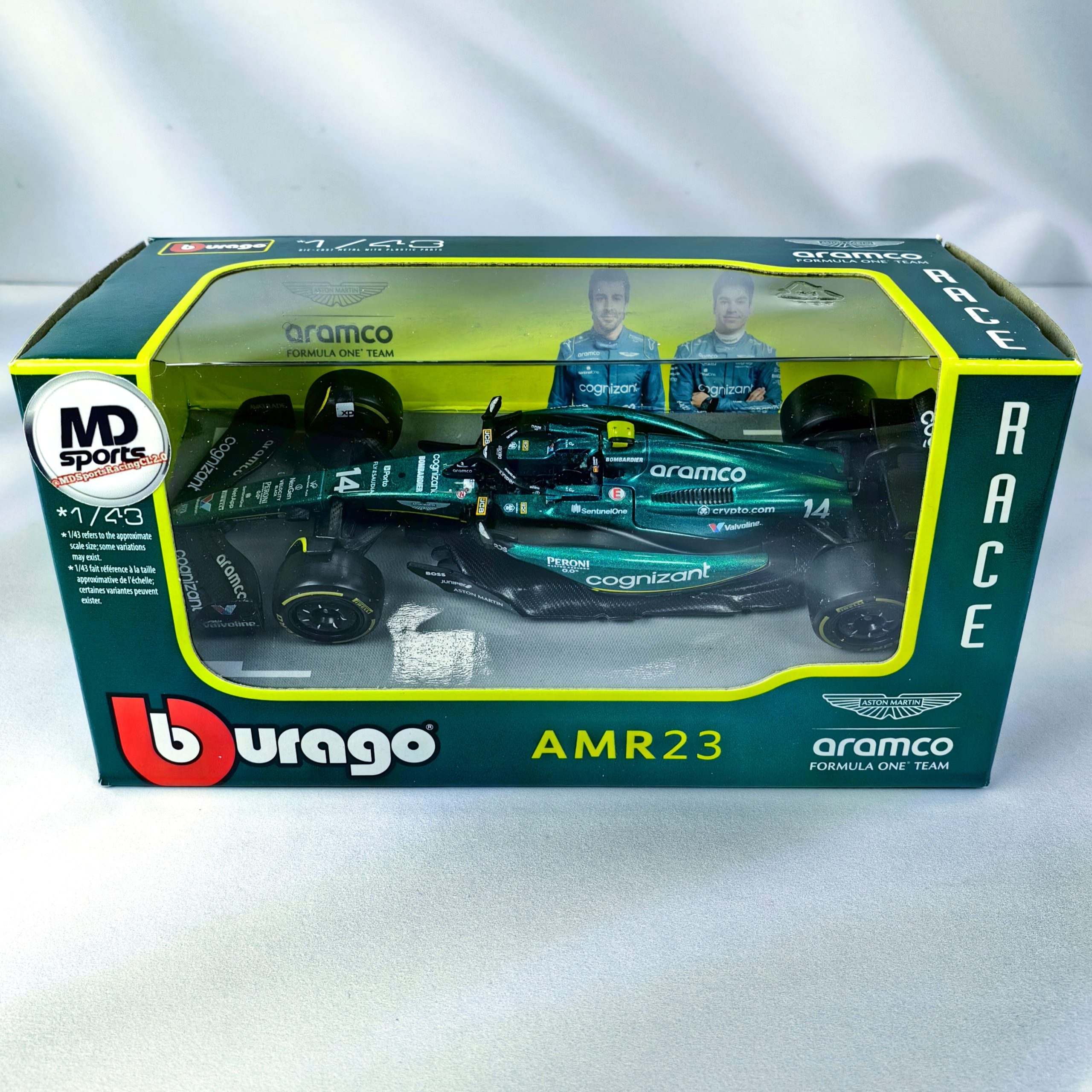 Aston Martin AMR23 2023 #14 Fernando Alonso Caja Normal Burago 1:43