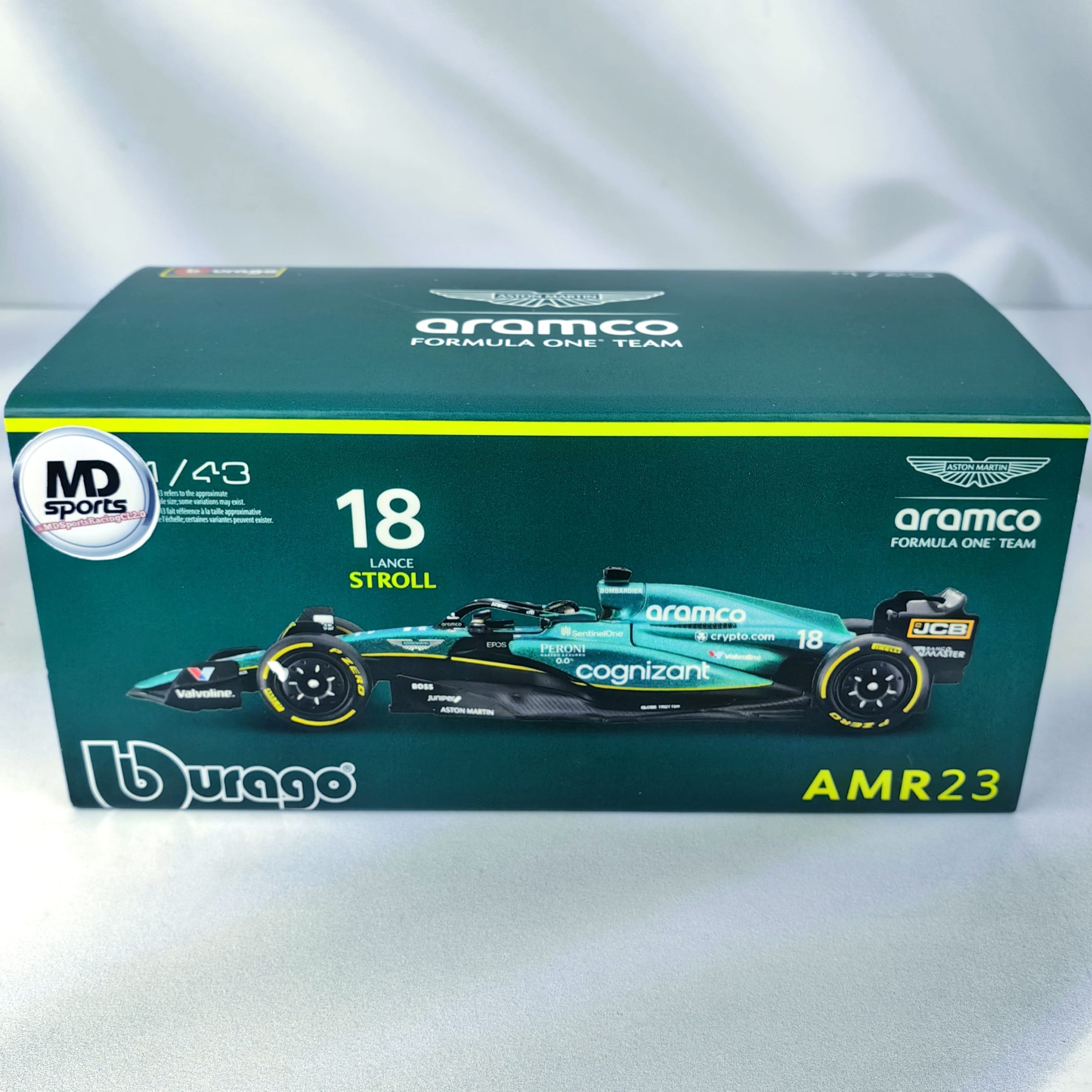 Aston Martin AMR23 2023 #18 Lance Stroll Caja Acrilica Burago 1:43