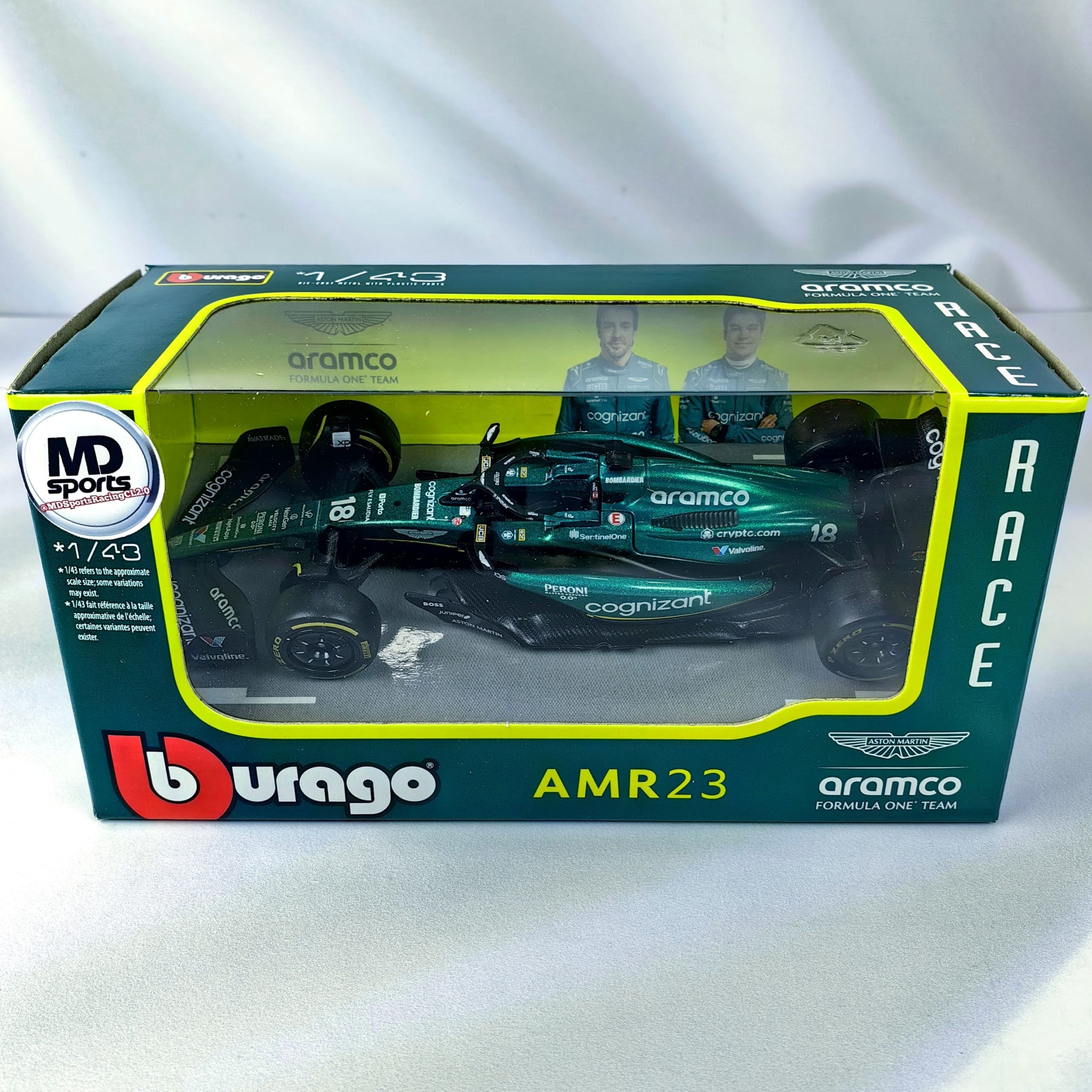 Aston Martin AMR23 2023 #18 Lance Stroll Caja Normal Burago 1:43