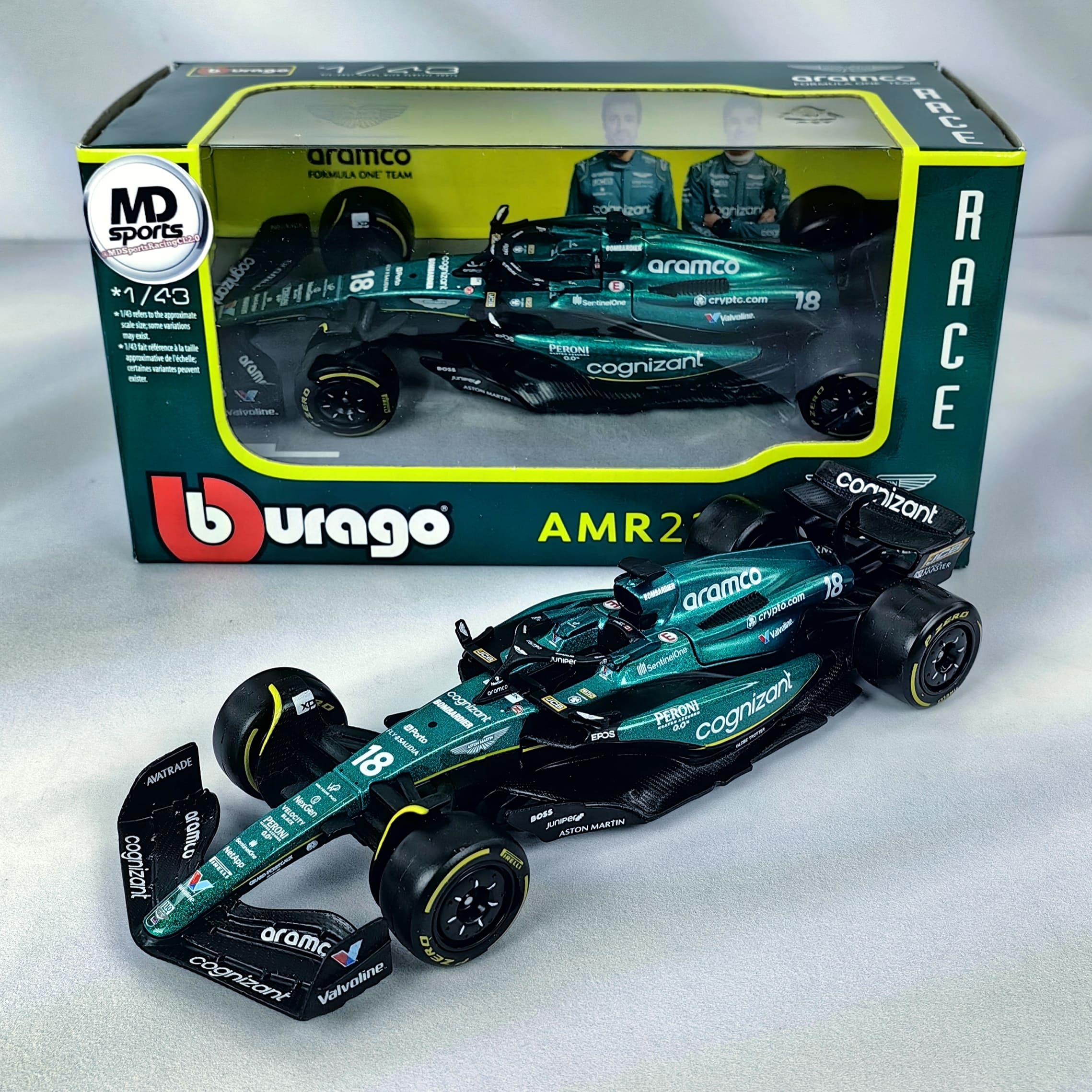 Aston Martin AMR23 2023 #18 Lance Stroll Caja Normal Burago 1:43