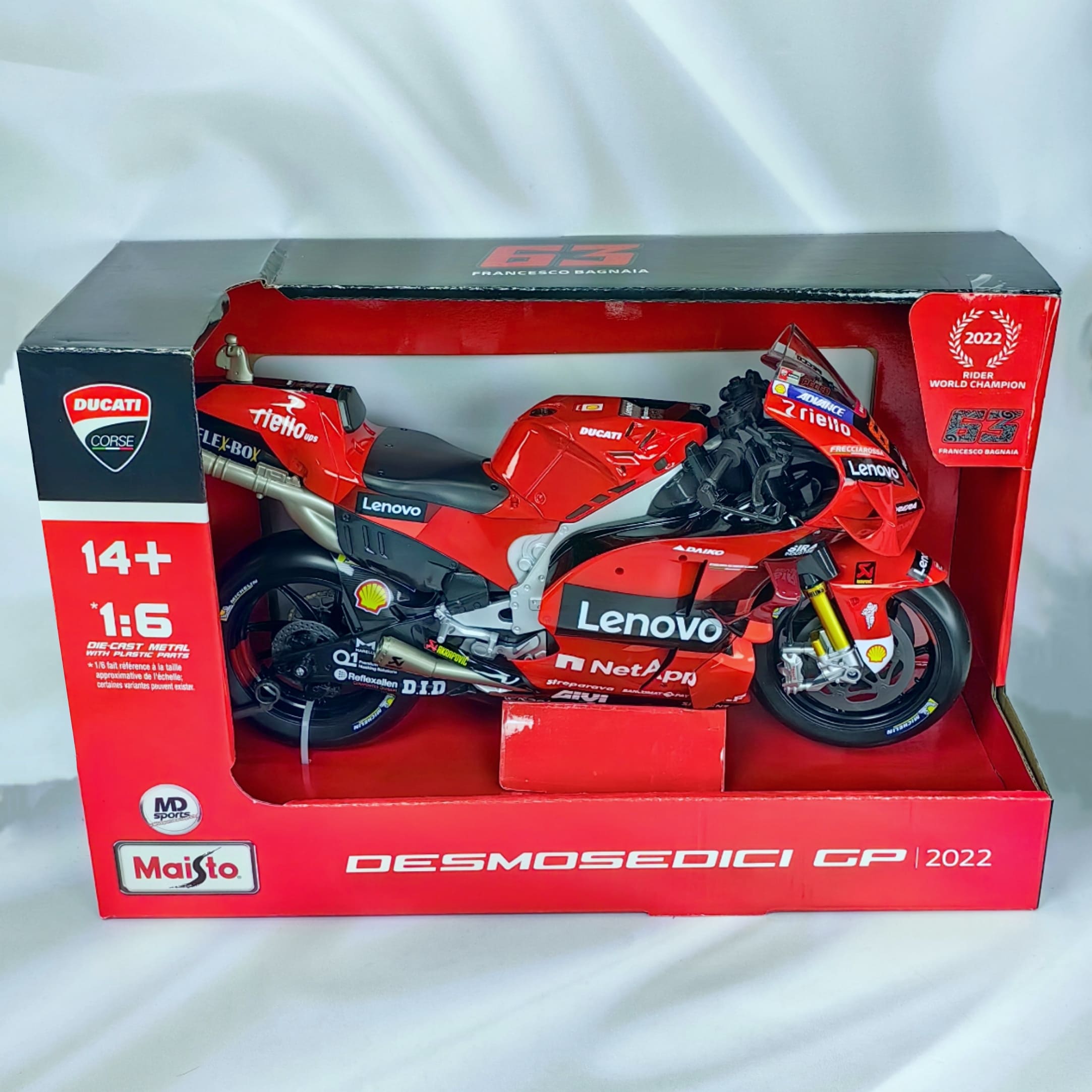 Moto GP Ducati 2022 #63 Francesco Bagnaia Maisto 1:6