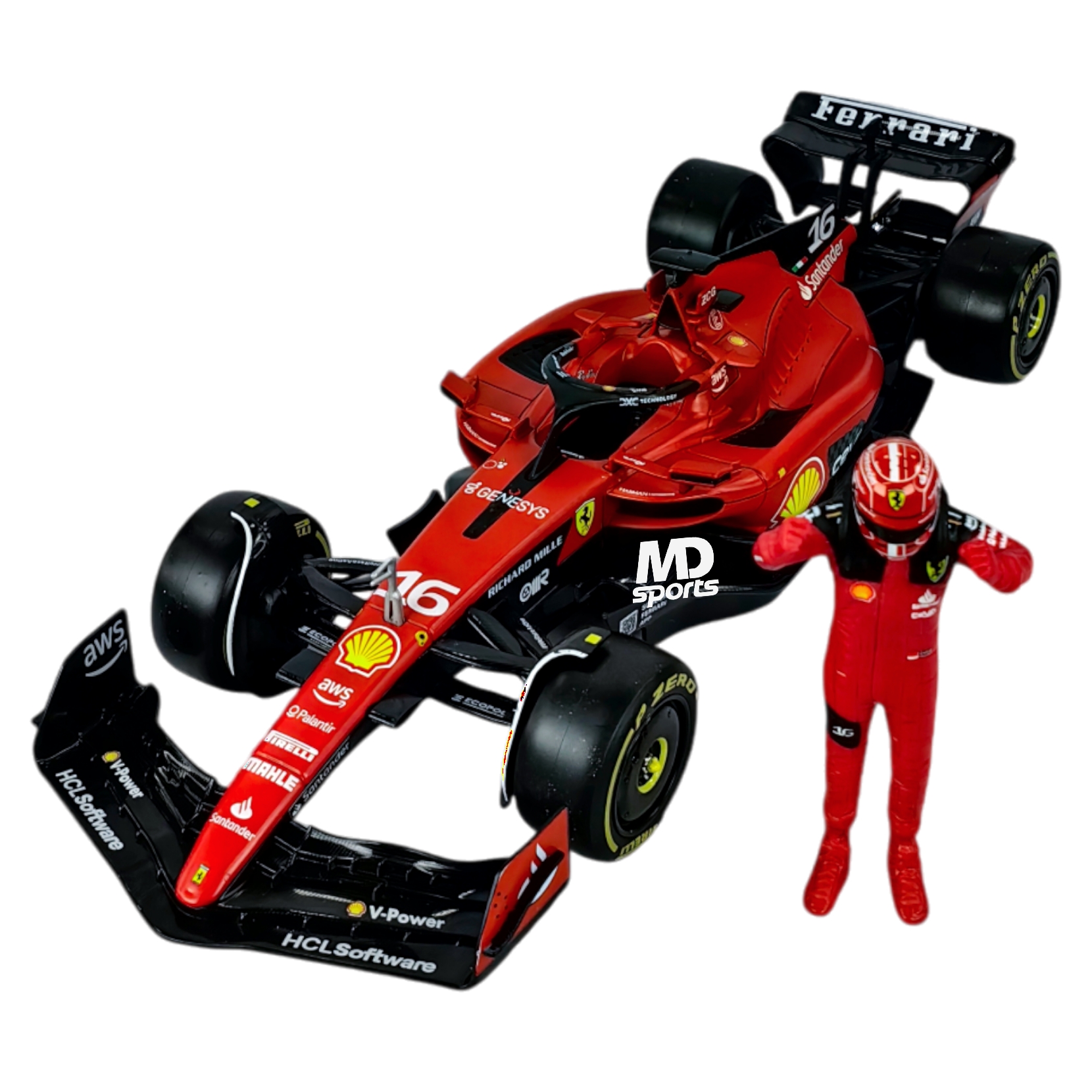 Ferrari SF-23 2023 #16 Charles Leclerc Con Figura Burago 1:24