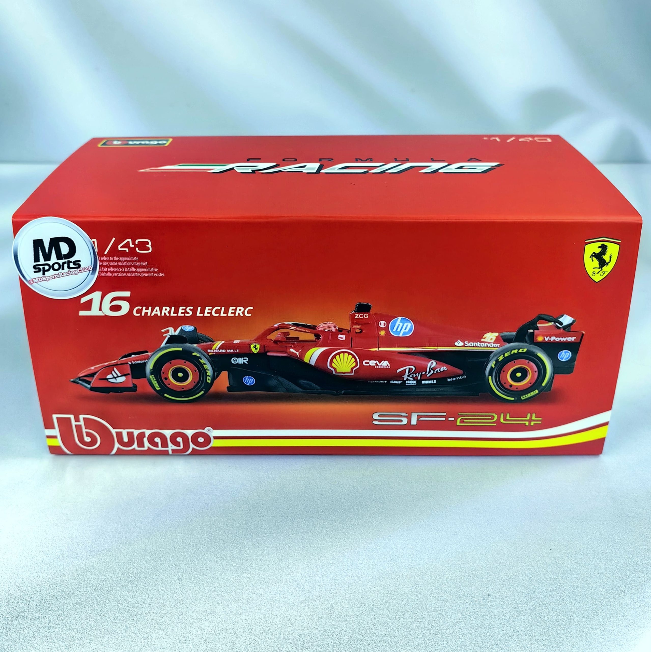 Ferrari SF-24 2024 #16 Charles Leclerc Caja Acrilica Burago 1:43