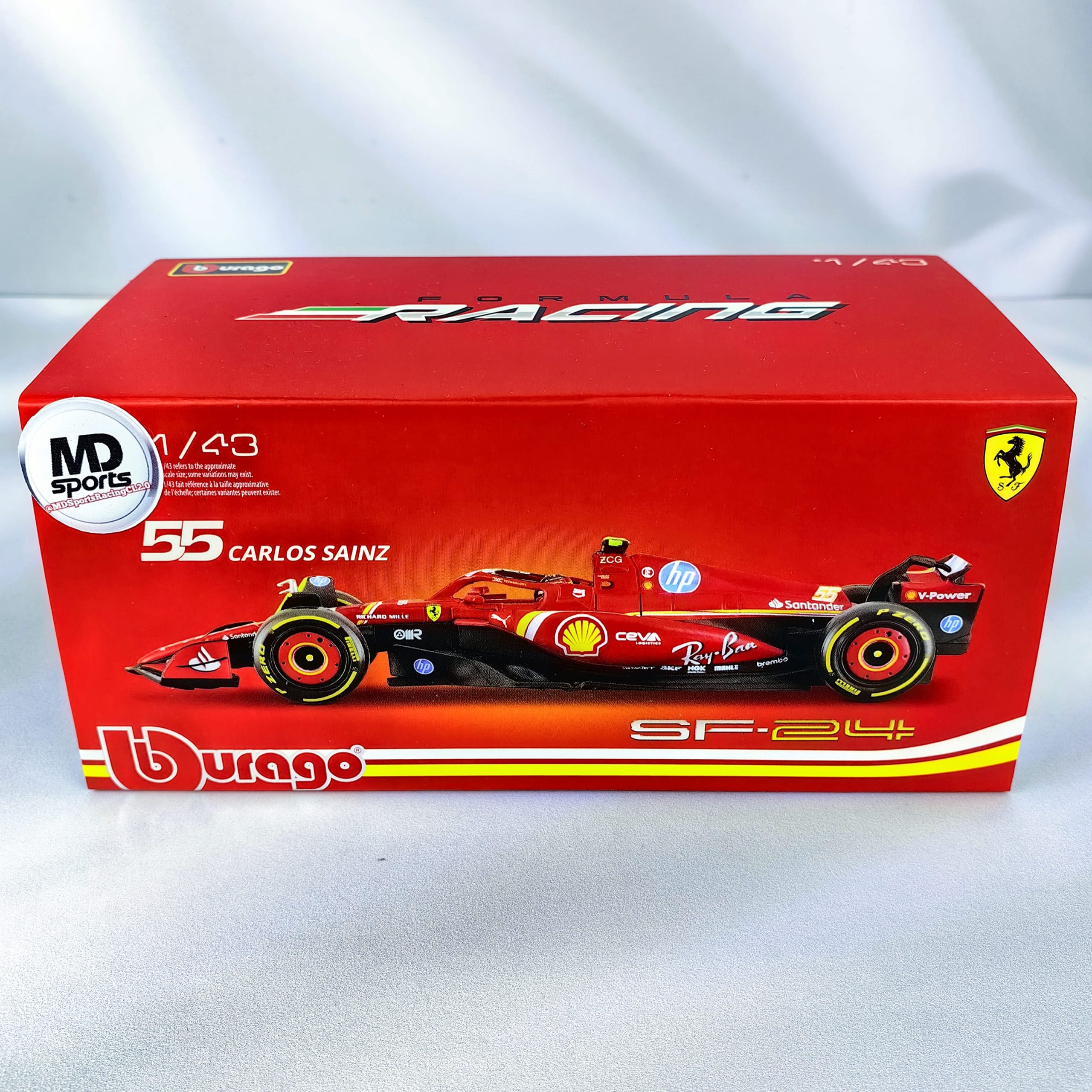 Ferrari SF-24 2024 #55 Carlos Sainz Caja Acrilica Burago 1:43