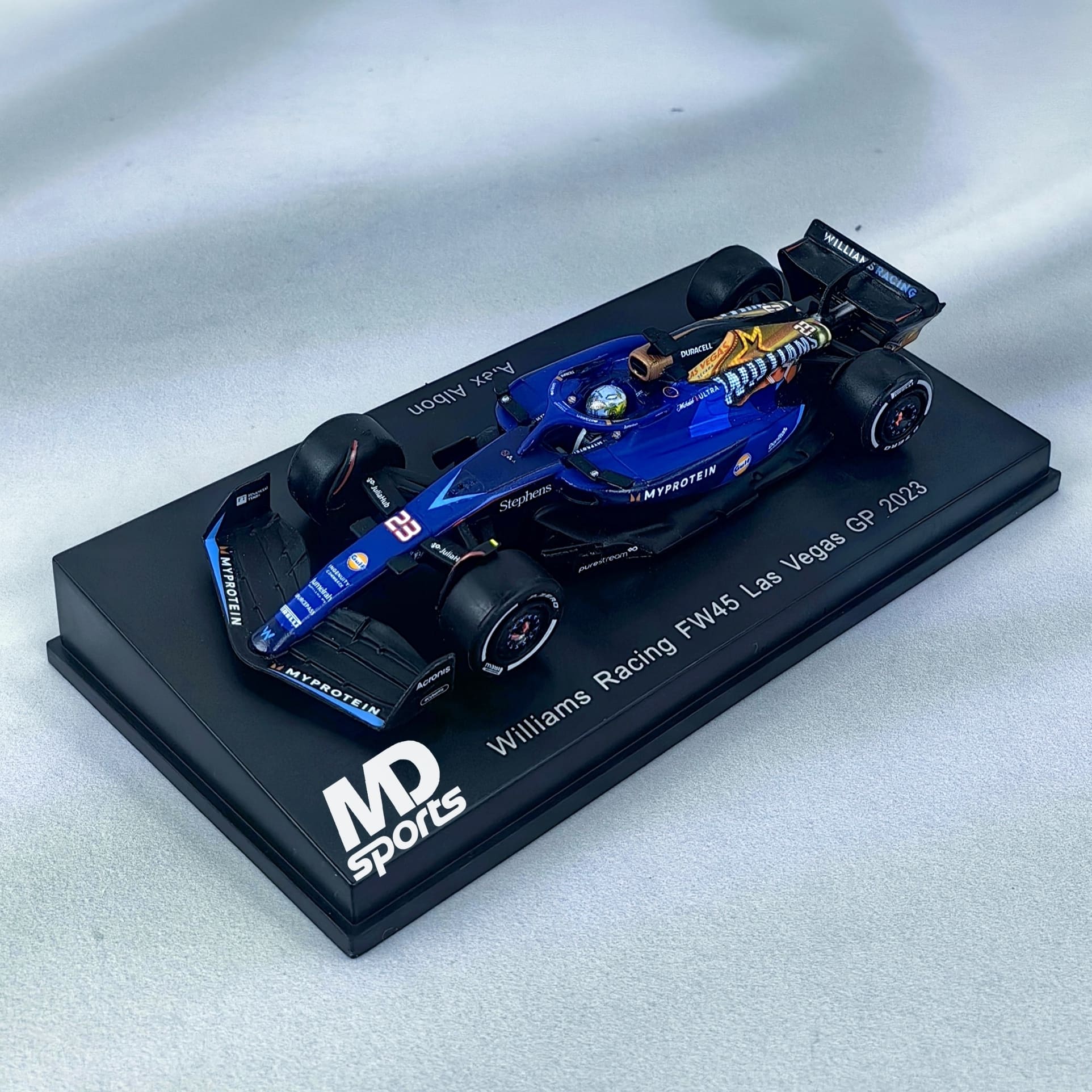 Williams Racing FW45 Las Vegas 2023 #23 Alex Albon Caja Acrilica Spark 1:64