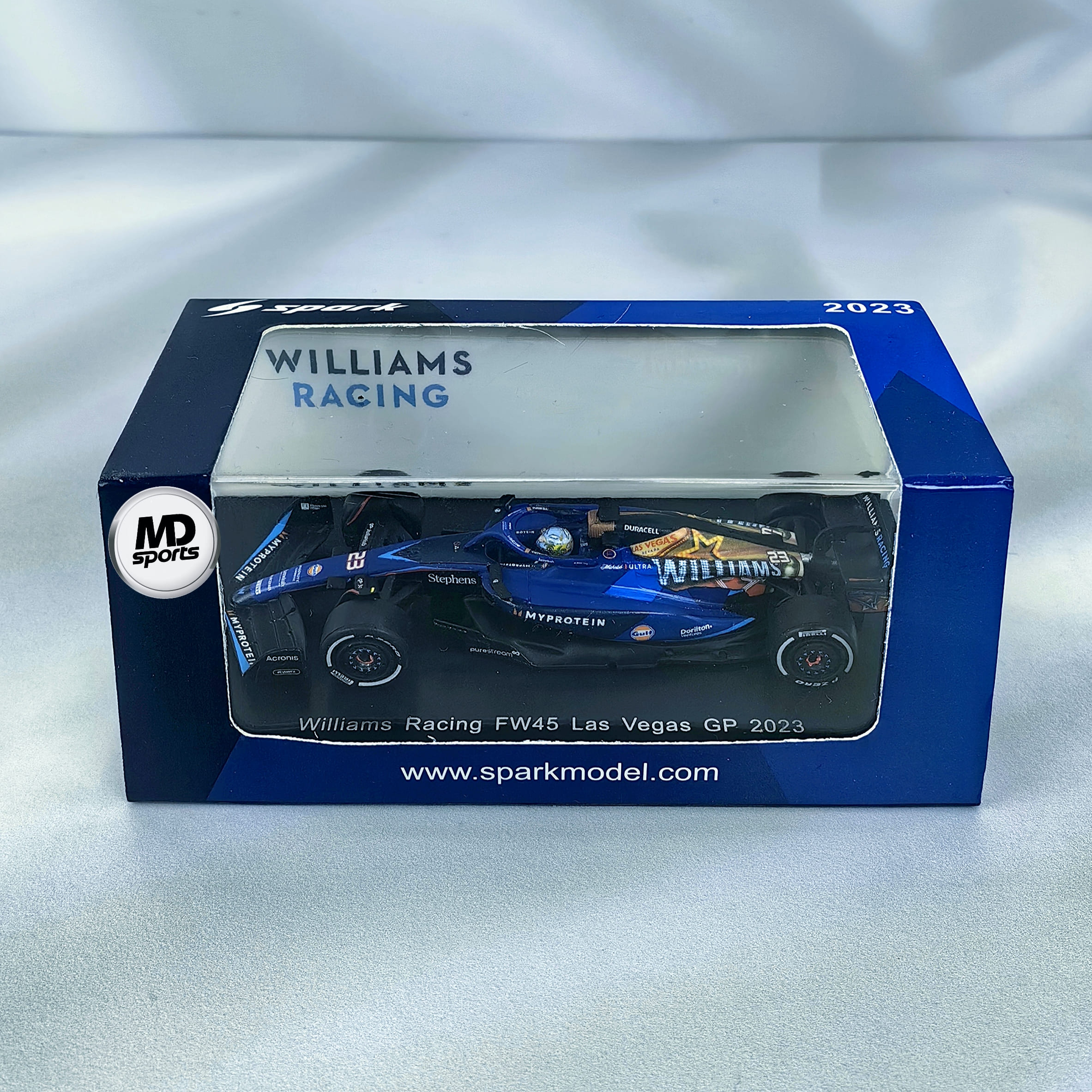 Williams Racing FW45 Las Vegas 2023 #23 Alex Albon Caja Acrilica Spark 1:64