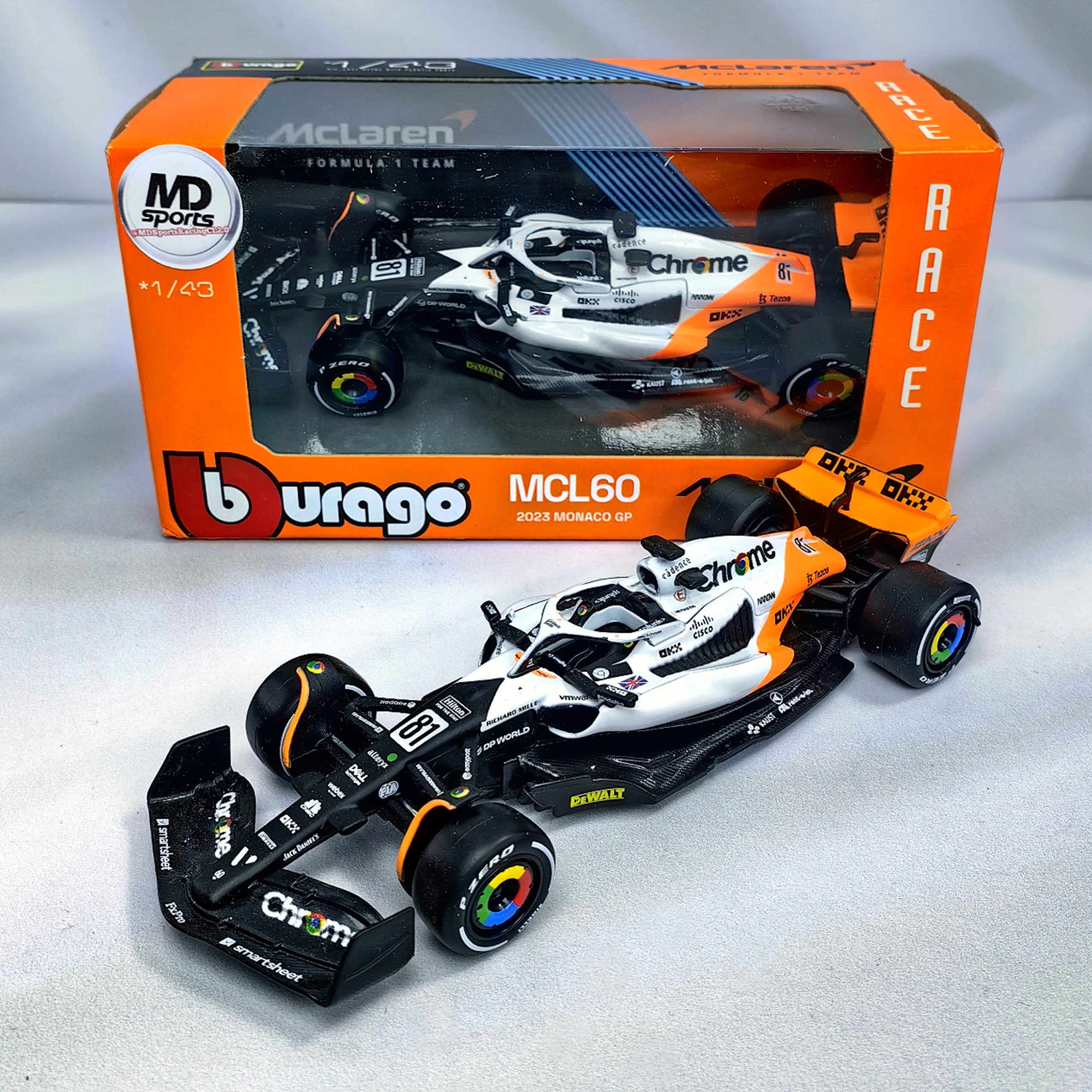 Mclaren MCL60 GP Monaco 2023 #81 Oscar Piastri Caja Normal Burago 1:43