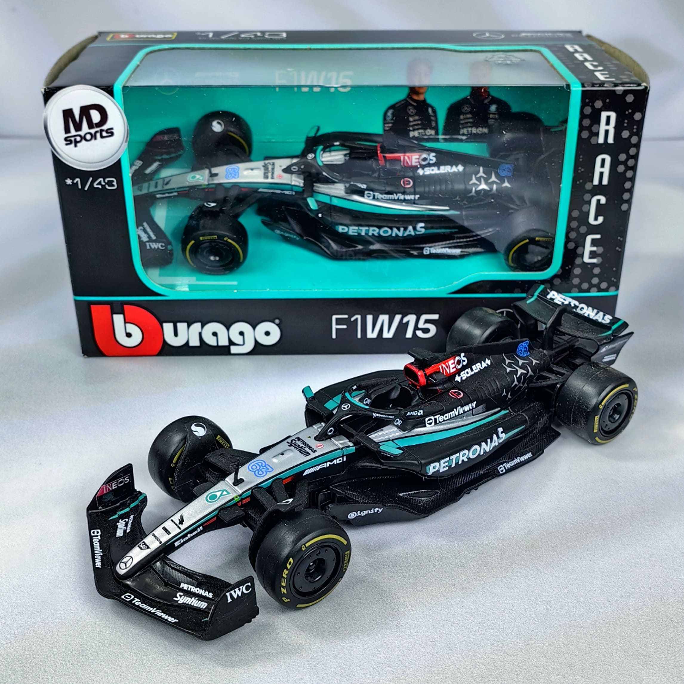 Mercedes W15 2024 #63 George Russell Caja Normal Burago 1:43