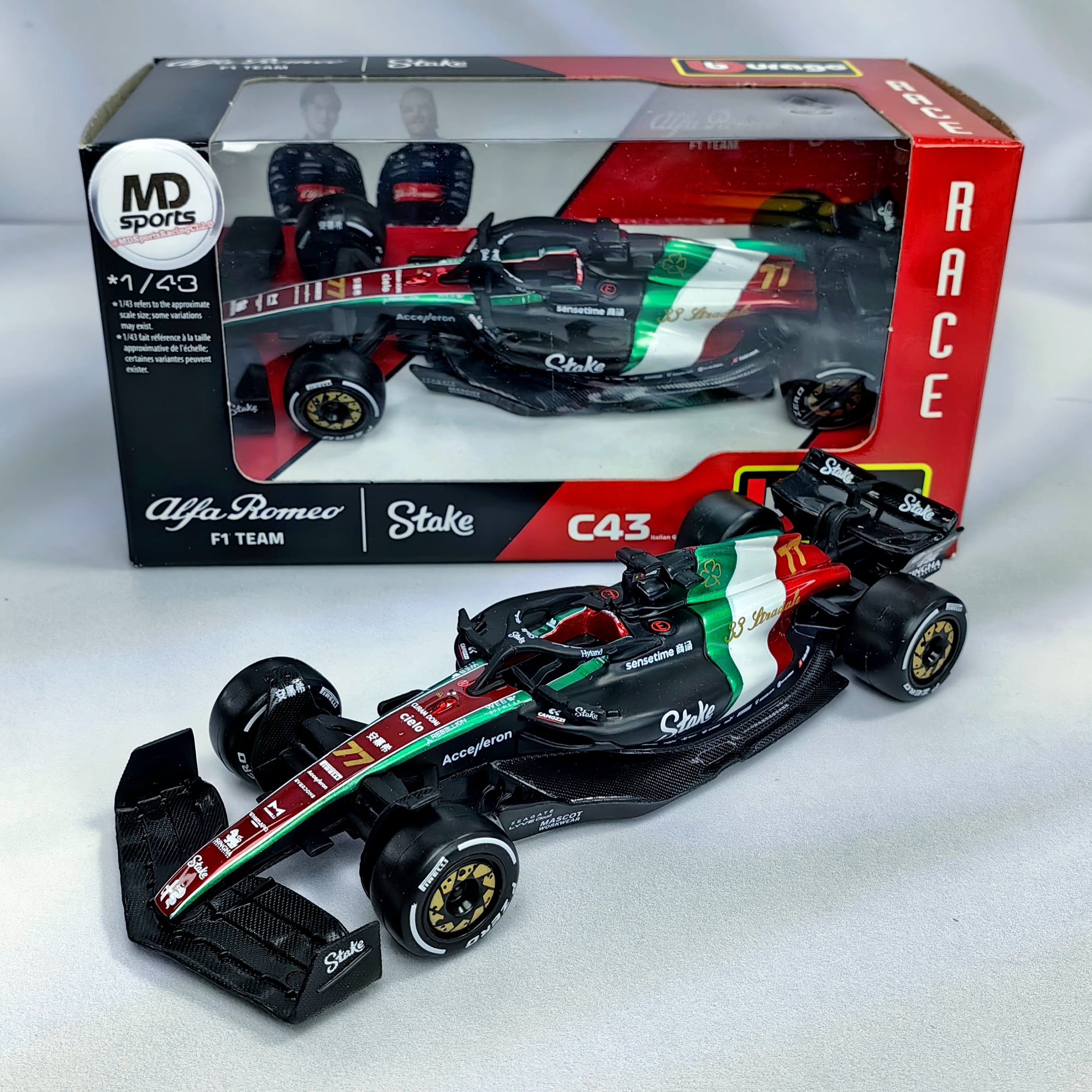 Alfa Romeo C43 GP Monza 2023 #77 Valteri Bottas Caja Normal Burago 1:43
