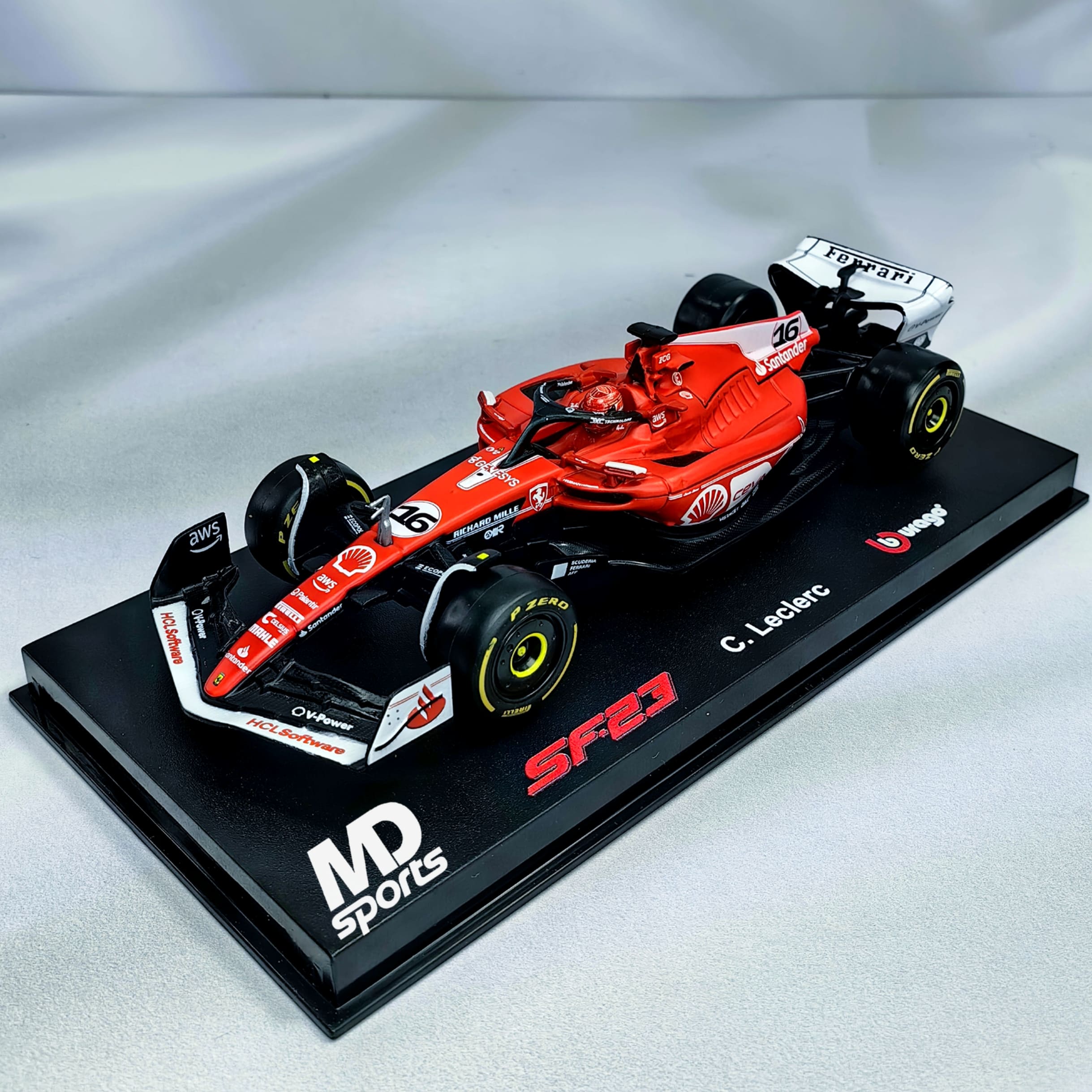 Ferrari SF-23 Las Vegas 2023 #16 Charles Leclerc Caja Acrilica Burago 1:43