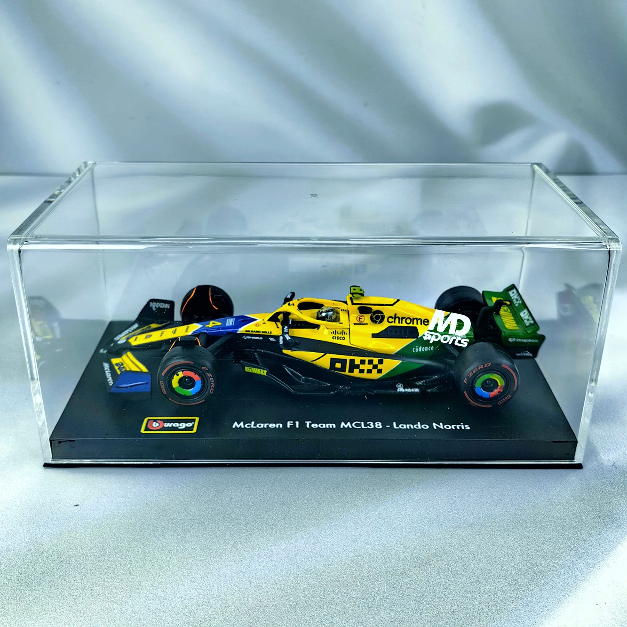 Mclaren MCL38 GP Monaco 2024 Senna Livery #4 Lando Norris Caja Acrilica Burago 1:43 - Imagen 3