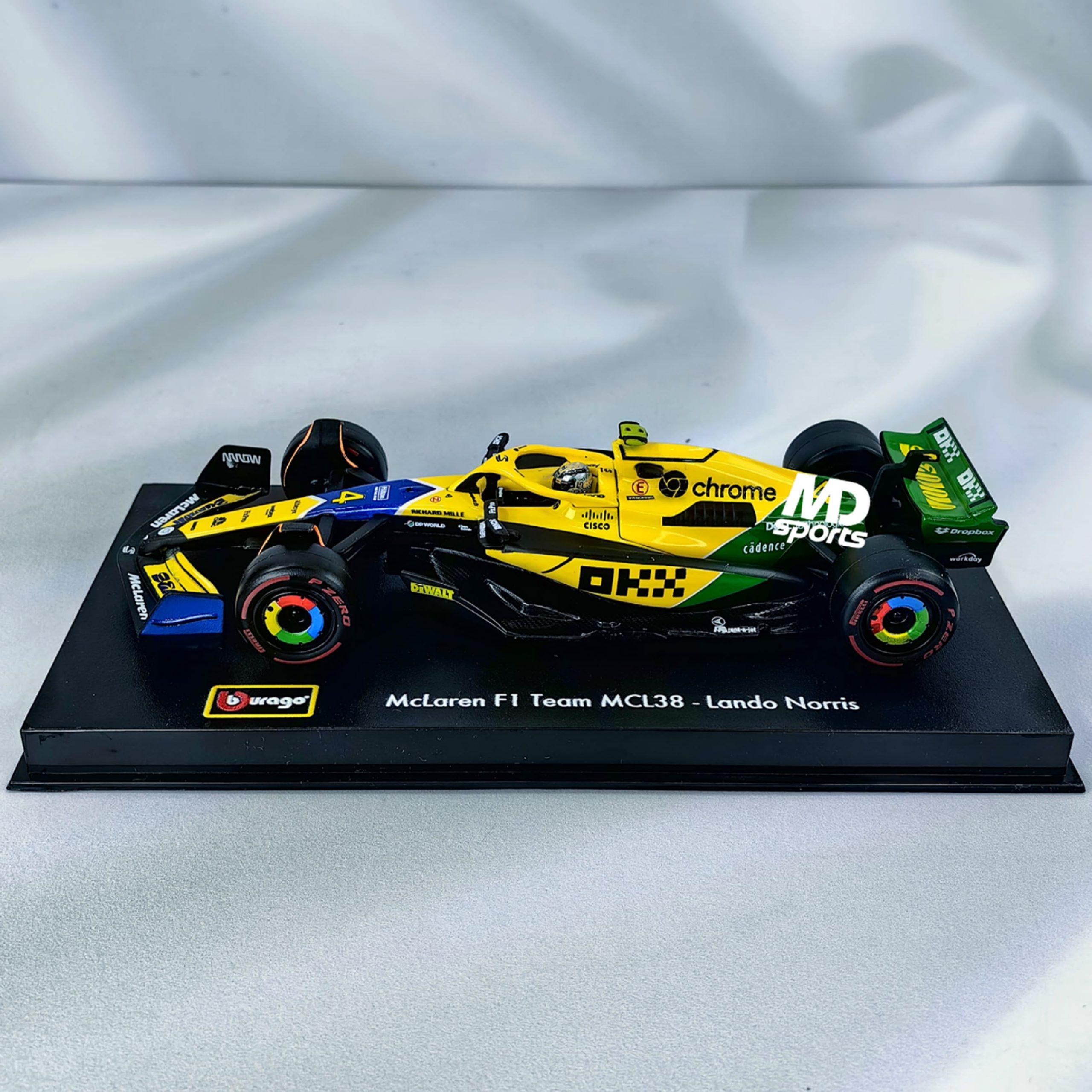 Mclaren MCL38 GP Monaco 2024 Senna Livery #4 Lando Norris Caja Acrilica Burago 1:43 - Imagen 4