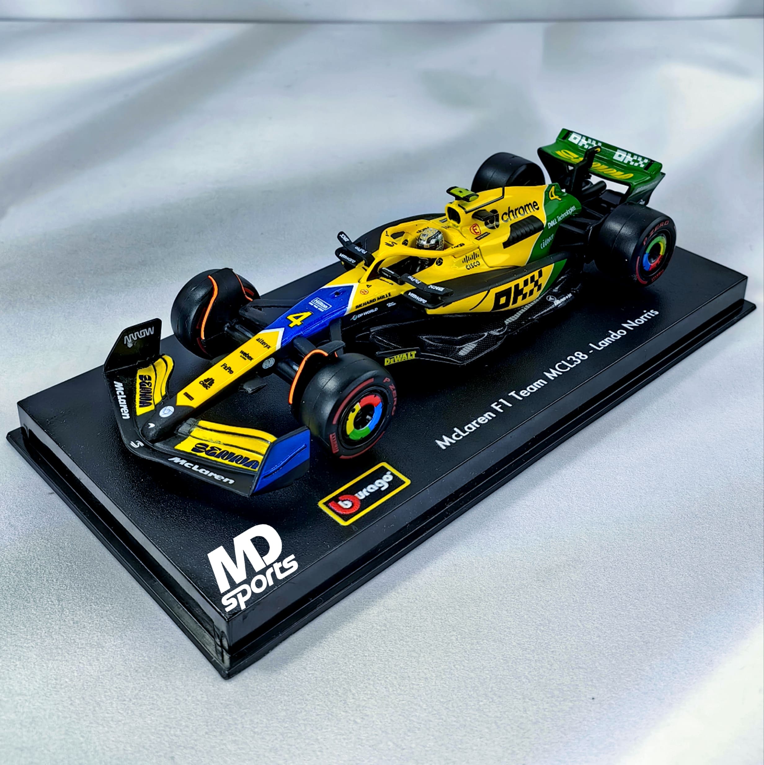 Mclaren MCL38 GP Monaco 2024 Senna Livery #4 Lando Norris Caja Acrilica Burago 1:43