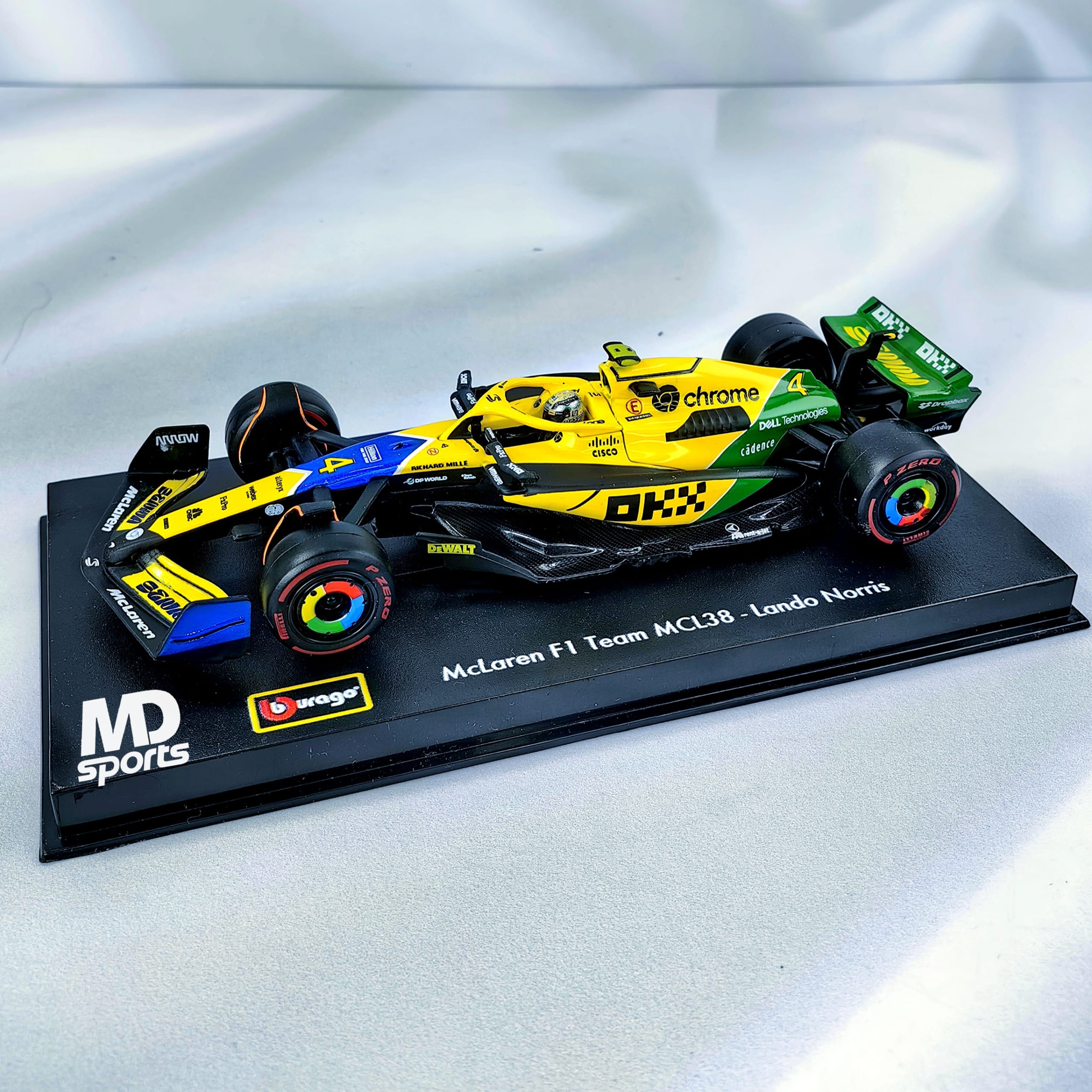Mclaren MCL38 GP Monaco 2024 Senna Livery #4 Lando Norris Caja Acrilica Burago 1:43 - Imagen 5
