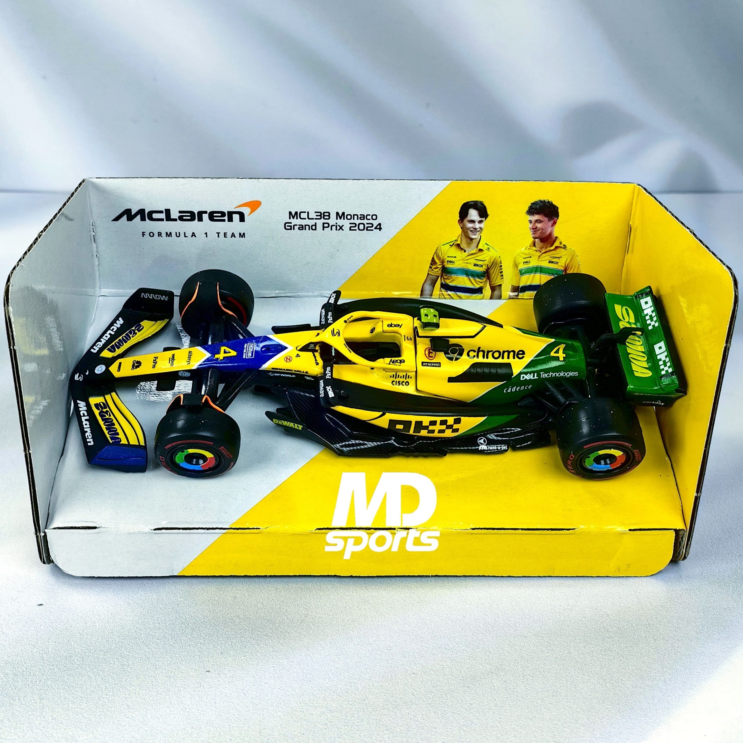 Mclaren MCL38 GP Monaco 2024 Senna Livery #4 Lando Norris Caja Normal Burago 1:43 - Imagen 3