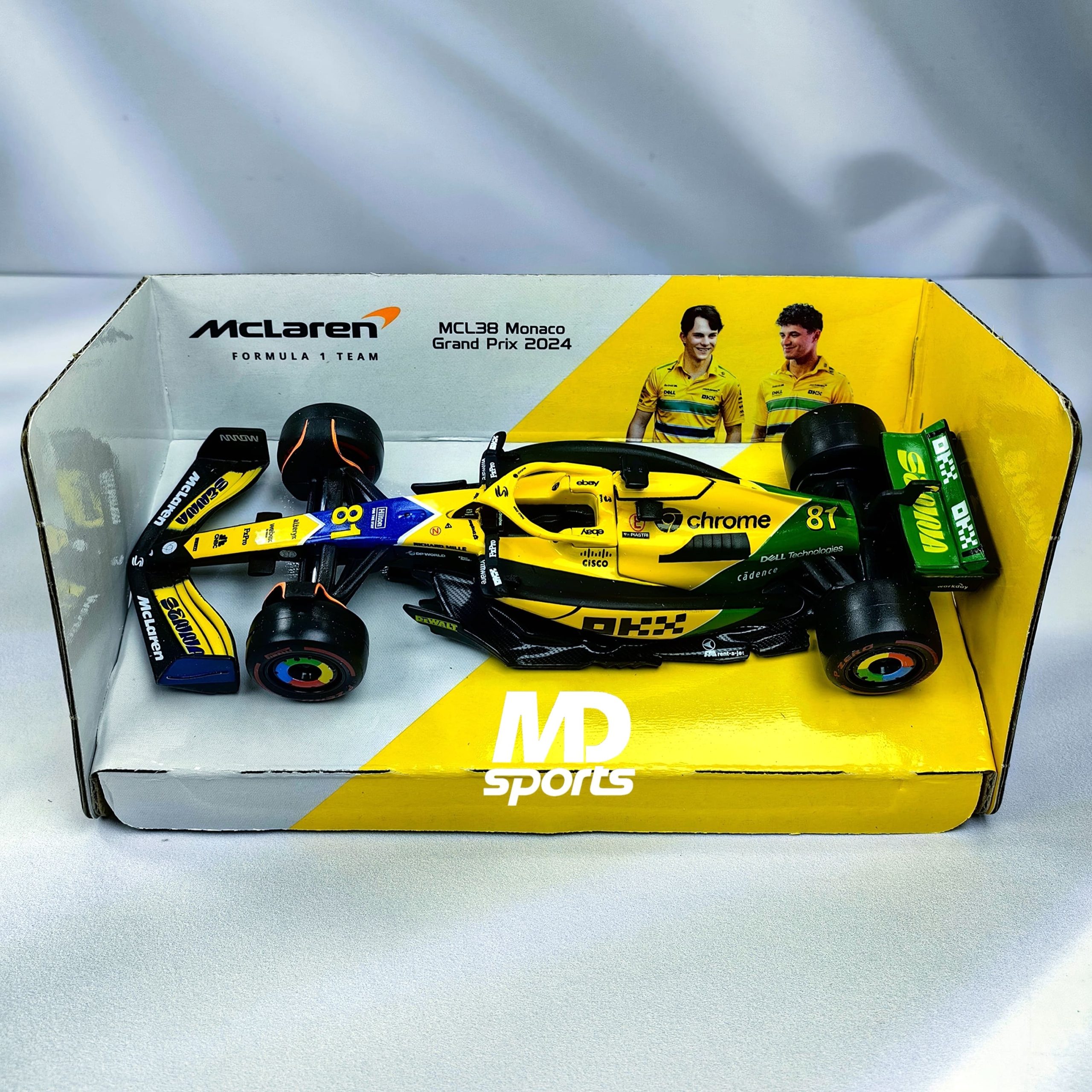 Mclaren MCL38 GP Monaco 2024 Senna Livery #81 Oscar Piastri Caja Normal Burago 1:43 - Imagen 3
