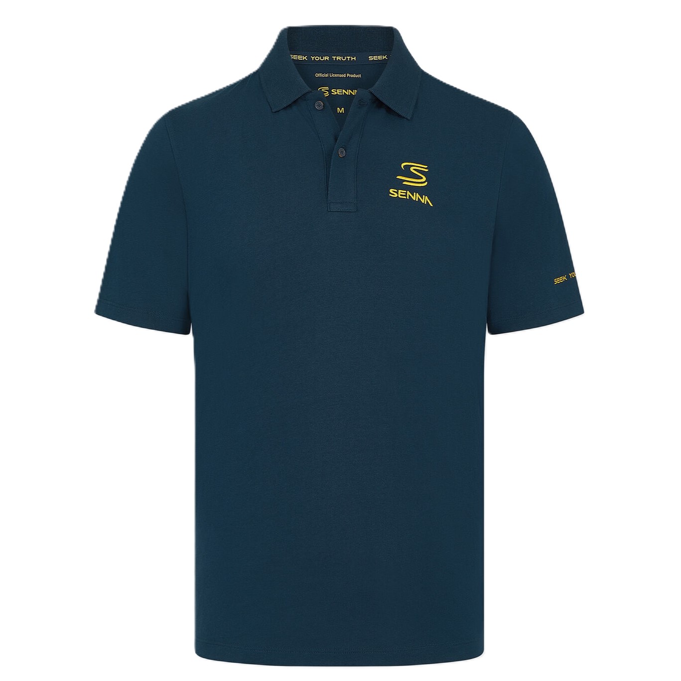 Polera Polo Ayrton Senna Logo Clasico Oficial Azul