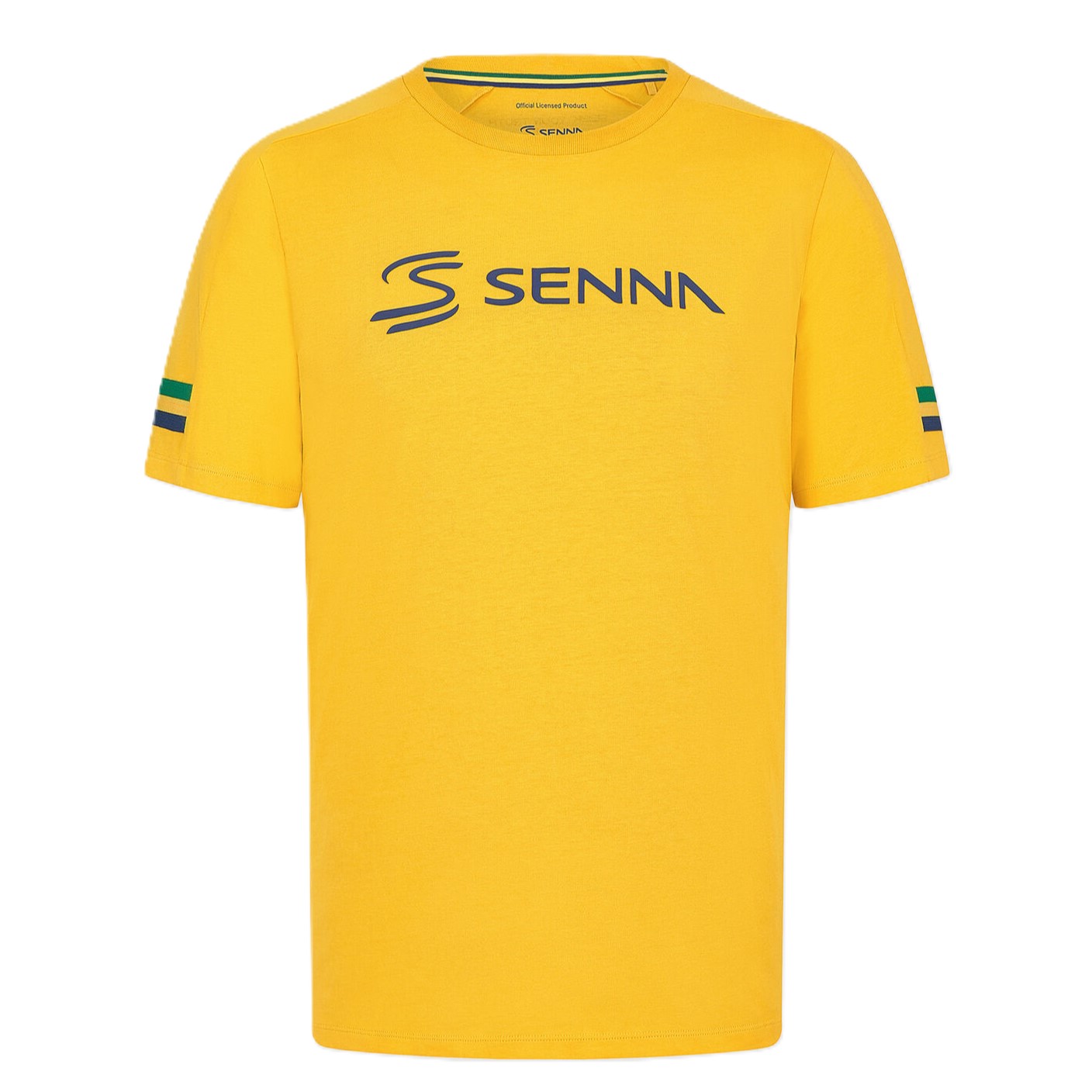 Polera Ayrton Senna Logo Oficial Stripes Amarillo