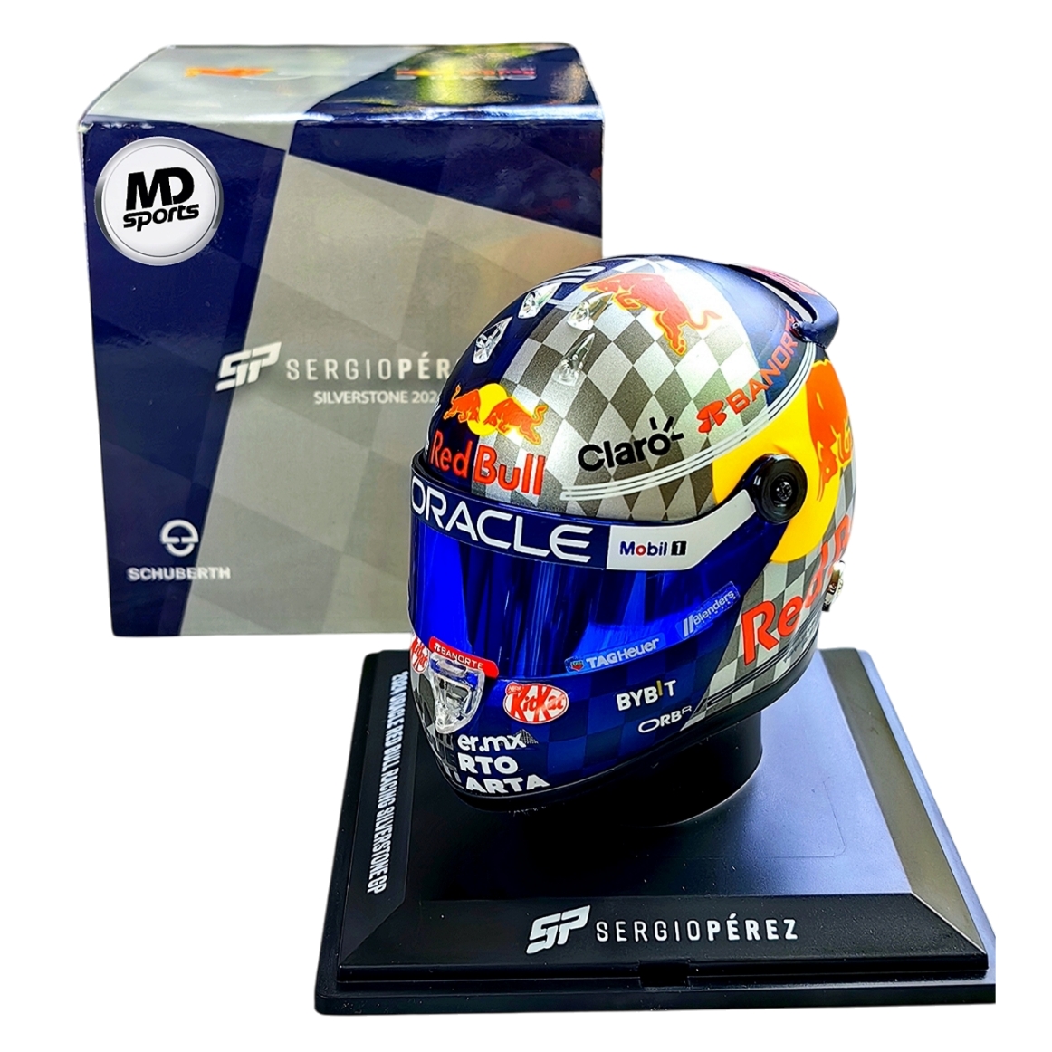 Casco Formula 1 Sergio Checo Perez RedBull GP Silverstone 2024 Schuberth 1:4