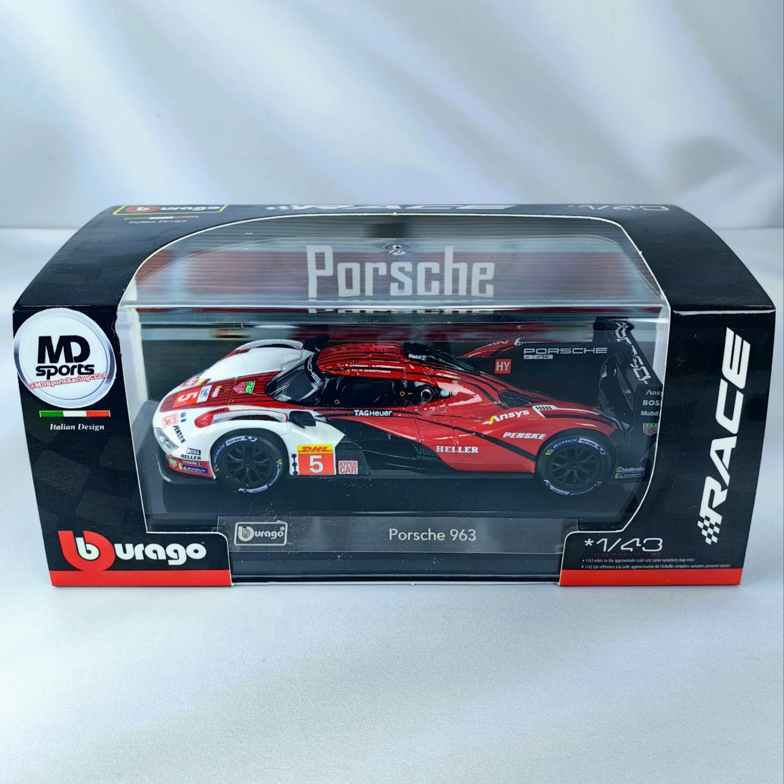 Porsche 963 LeMans 2023 #5 Caja Acrilica Burago 1:43