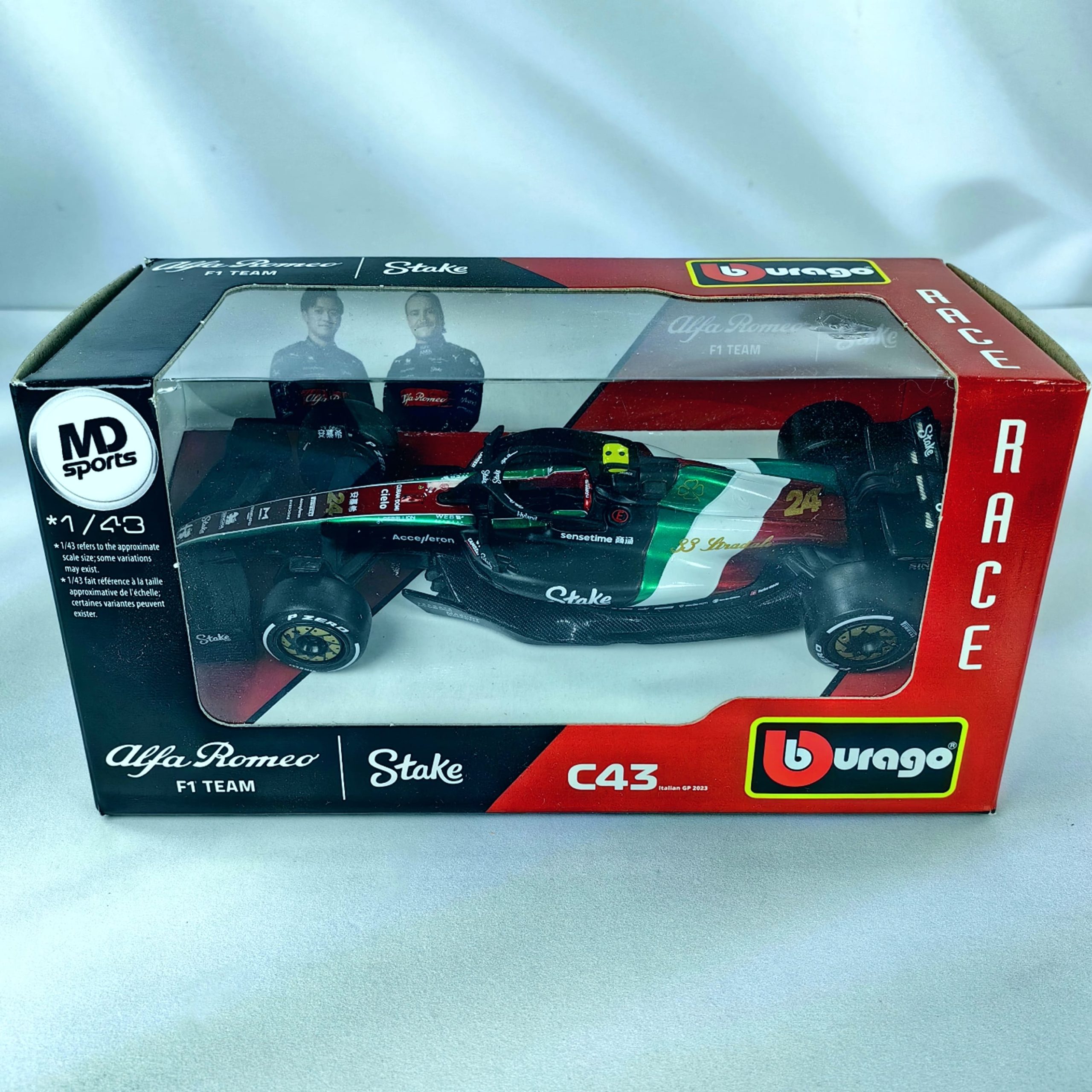 Alfa Romeo C43 GP Monza 2023 #24 Guanyu Zhou Caja Normal Burago 1:43