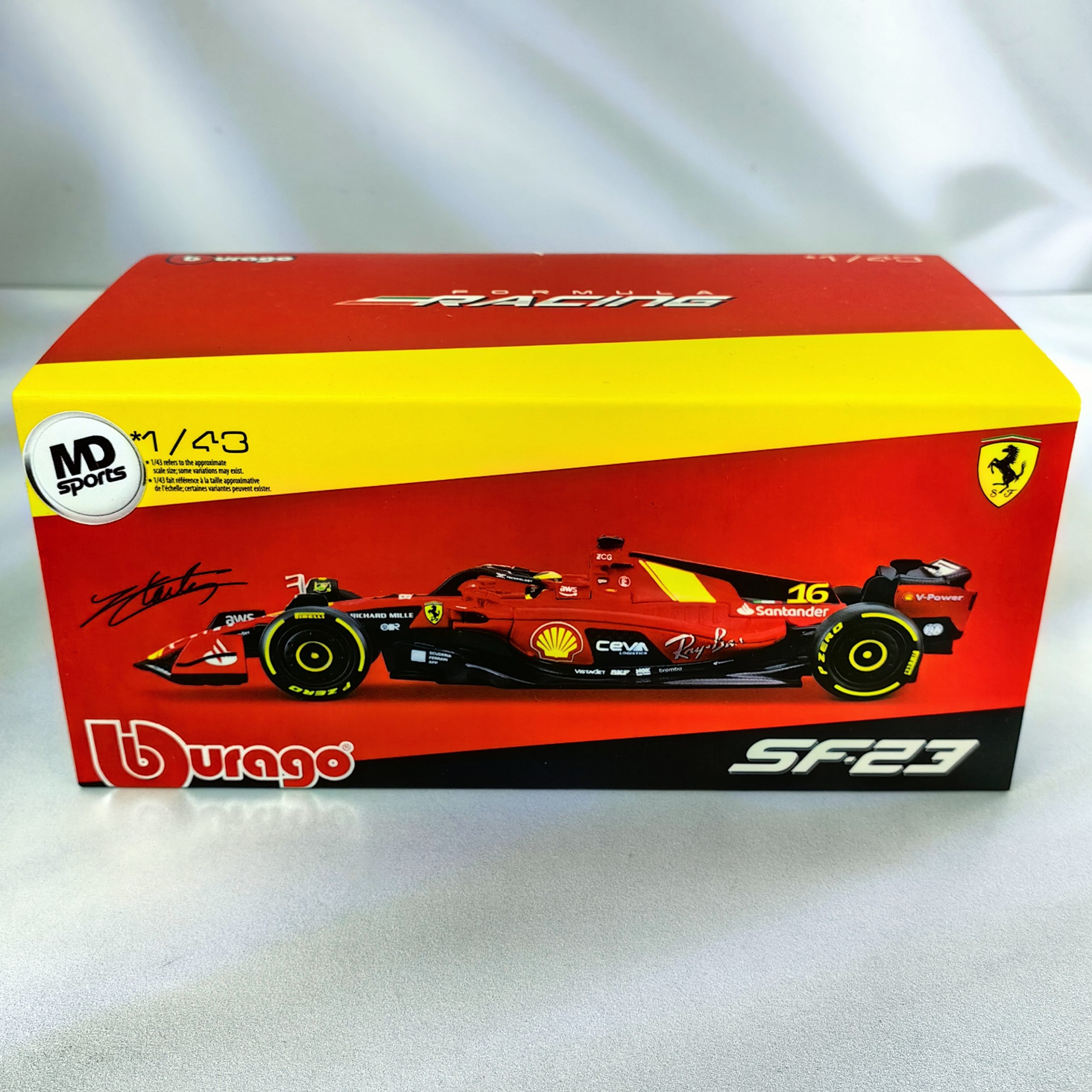 Ferrari SF-23 GP Monza 2023 #16 Charles Leclerc Caja Acrilica Burago 1:43