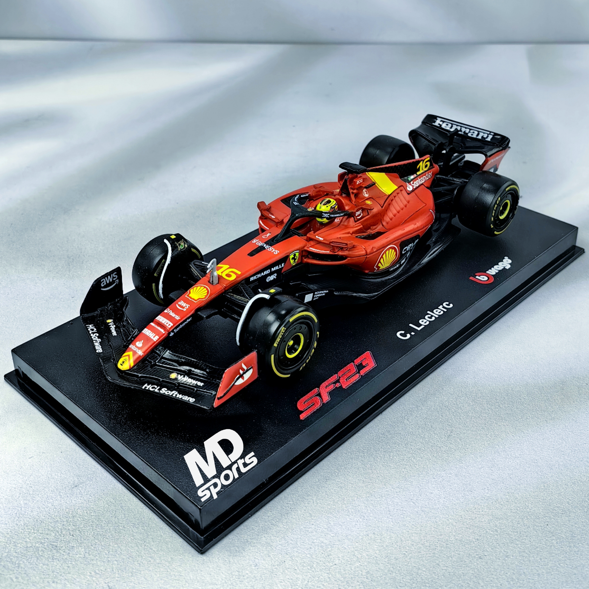 Ferrari SF-23 GP Monza 2023 #16 Charles Leclerc Caja Acrilica Burago 1:43