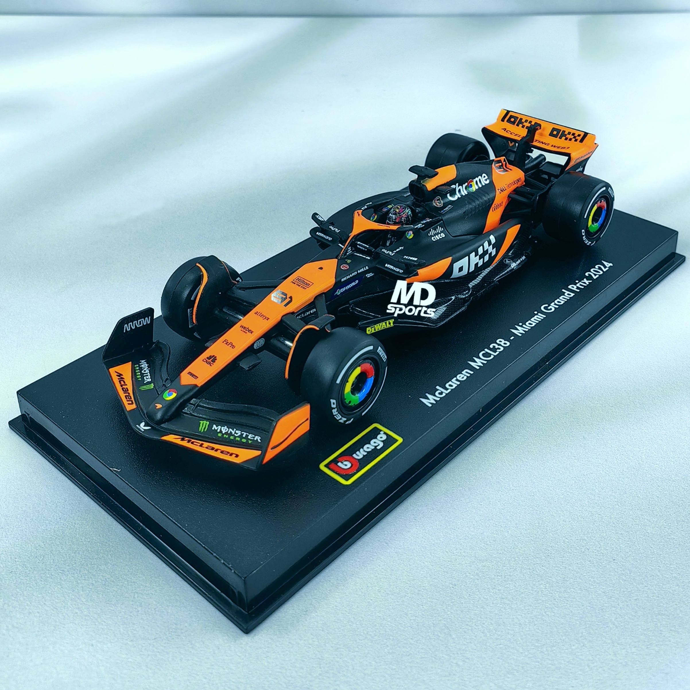 Mclaren MCL38 GP Miami 2024 #81 Oscar Piastri Caja Acrilica Burago 1:43