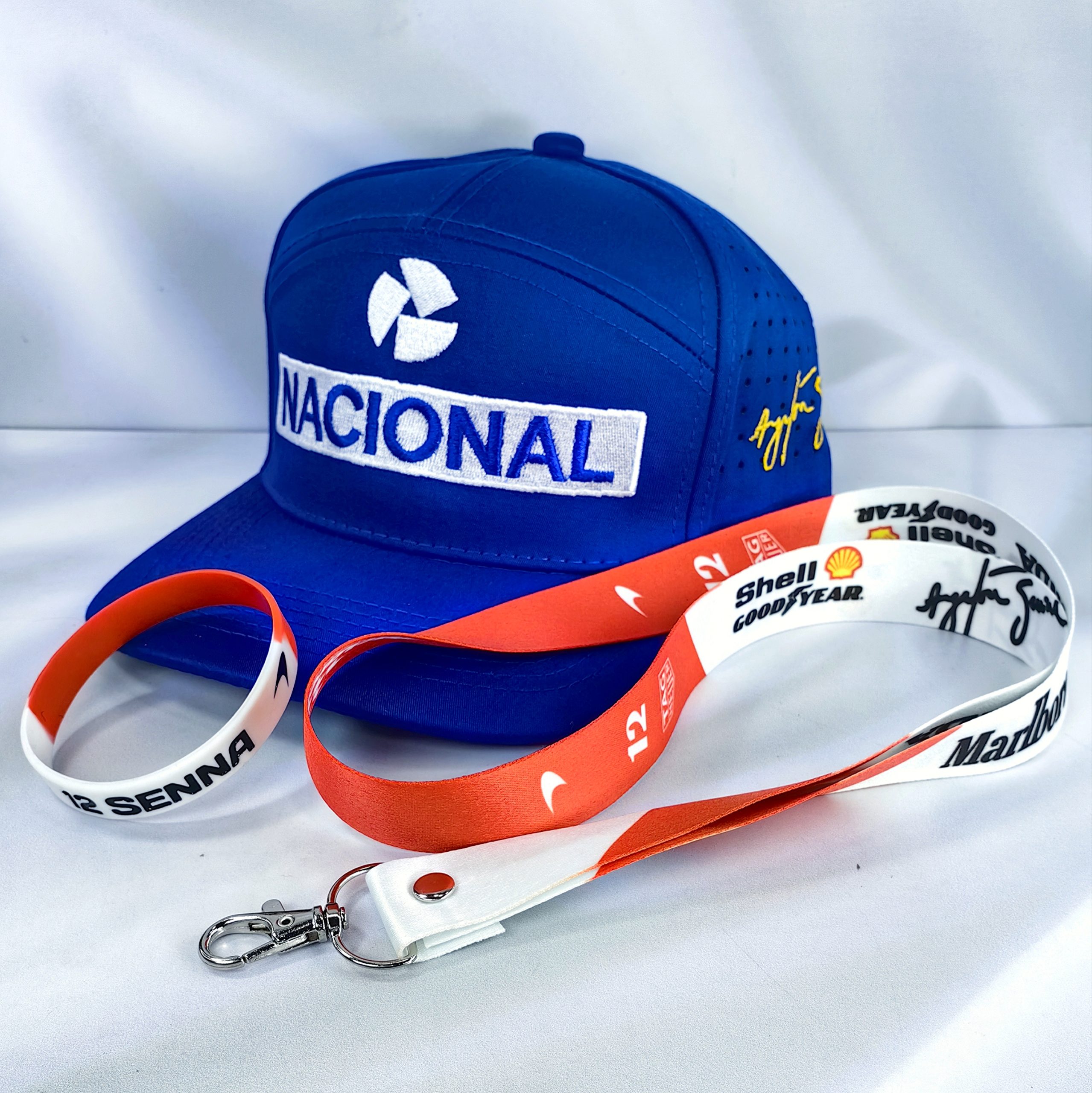 Pack Nacional 1 Ayrton Senna (Gorro + Lanyard + Pulsera)