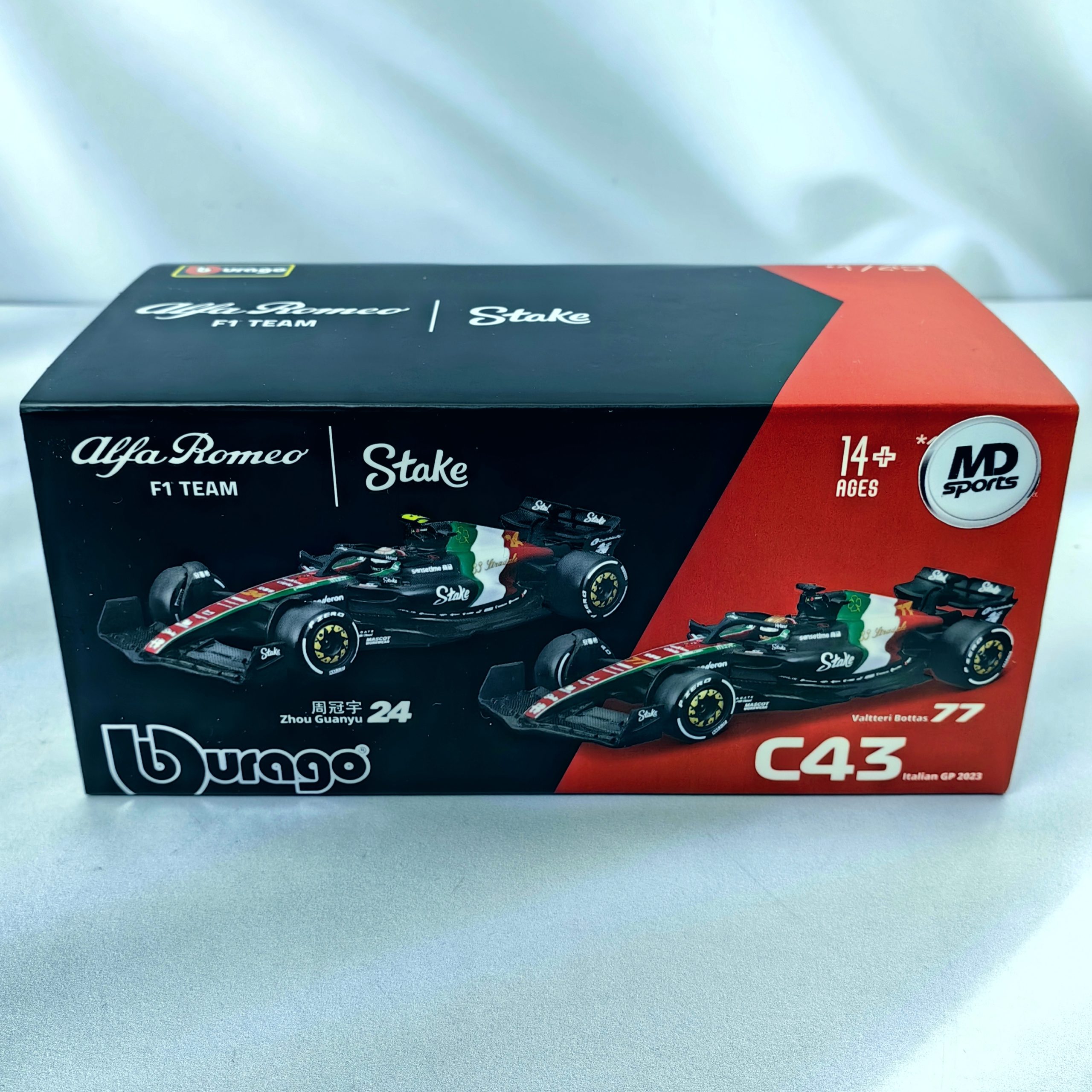 Alfa Romeo C43 GP Monza2023 #77 Valteri Bottas Caja Acrilica Burago 1:43