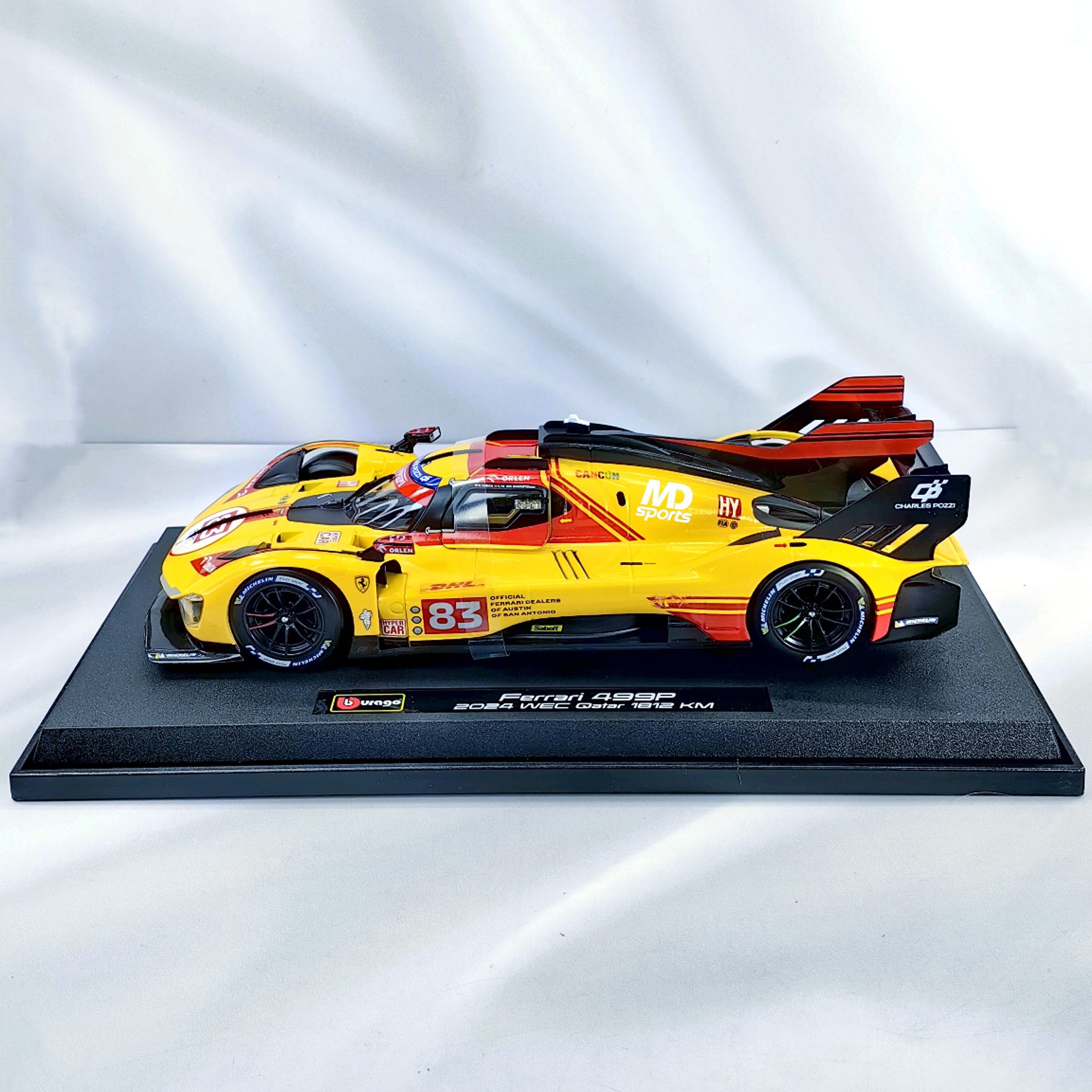 Ferrari 499p Amarillo Qatar 1812 km 2024 #83 Caja Normal Burago 1:18 - Imagen 4