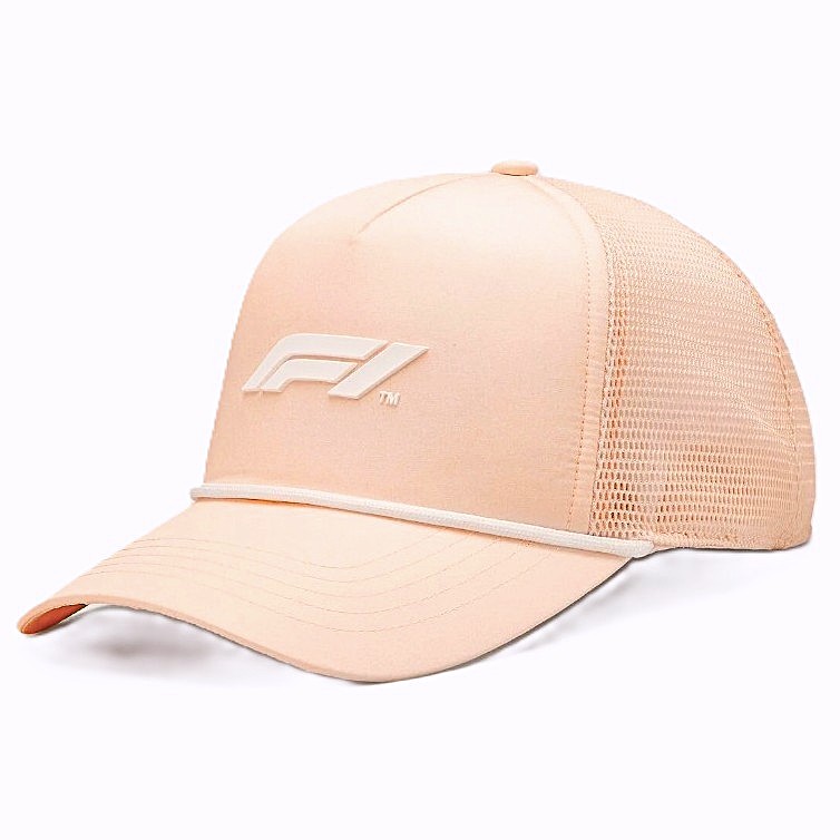 Gorro Oficial Formula 1 Logotipo F1 3D Con Malla Rosa Pastel