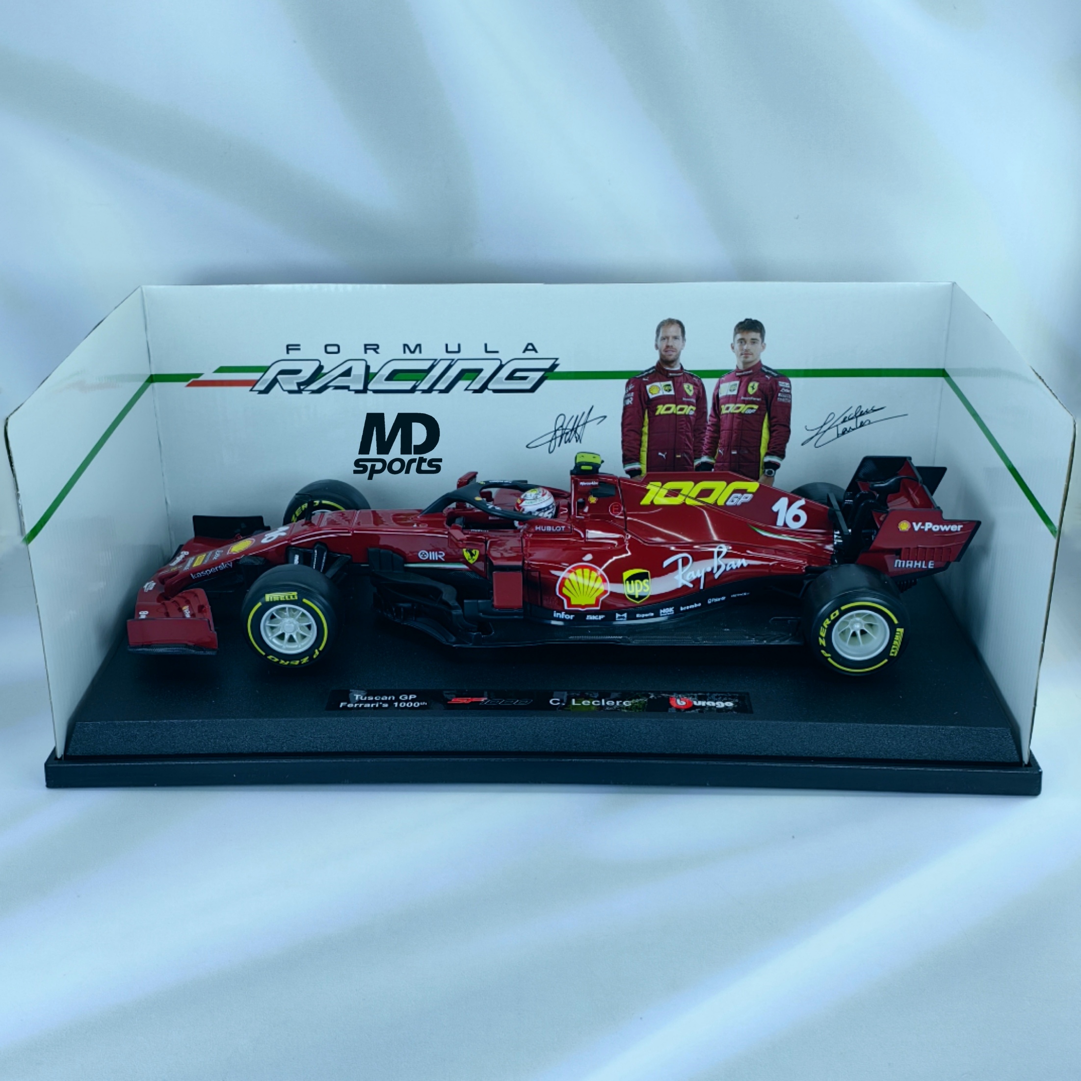 Ferrari SF-1000 Tuscan GP 2020 #16 Charles Leclerc Caja Normal Burago 1:18 - Imagen 3