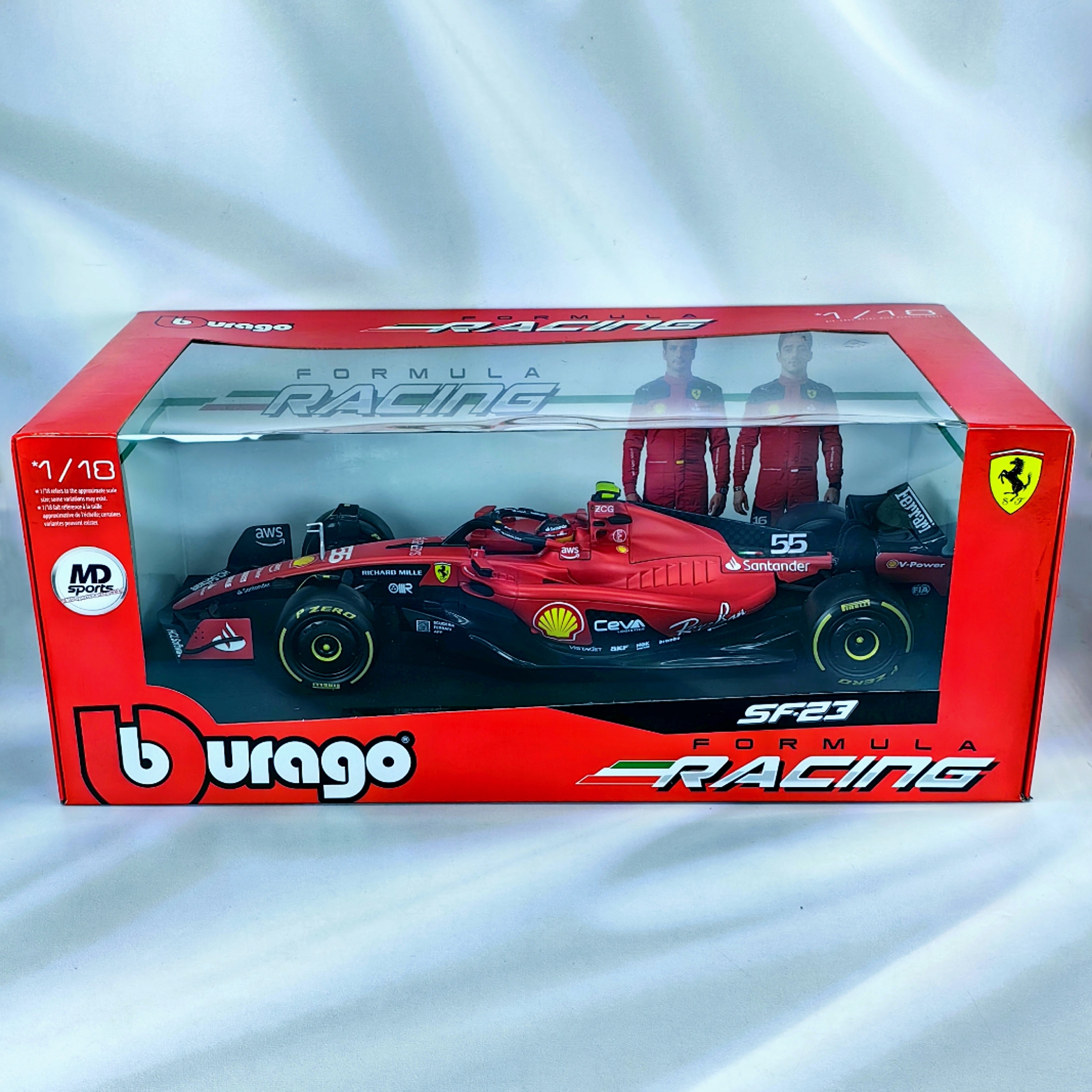 Ferrari SF-23 2023 #55 Carlos Sainz Caja Normal Burago 1:18
