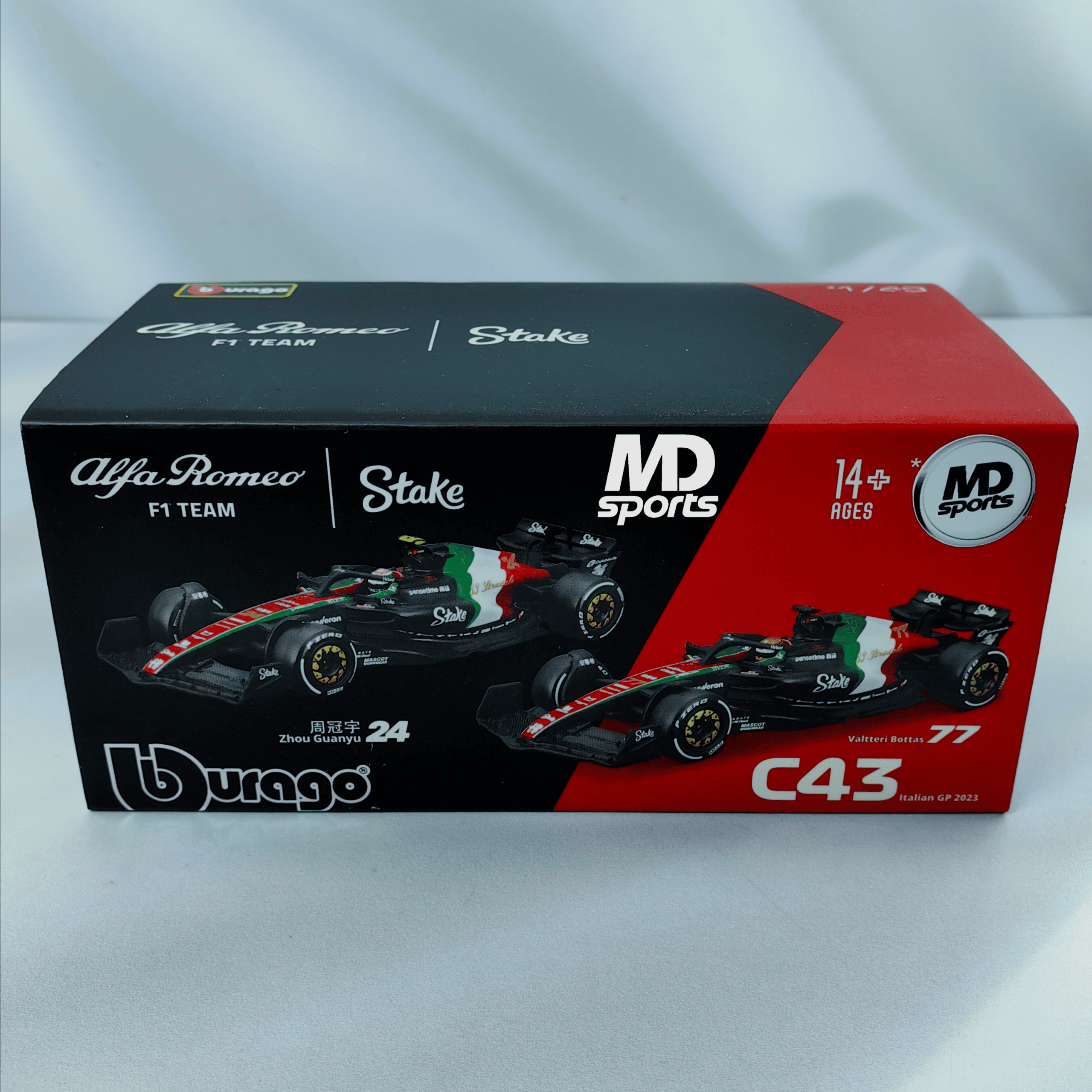 Alfa Romeo C43 GP Monza 2023 #24 Guanyu Zhou Caja Acrilica Burago 1:43