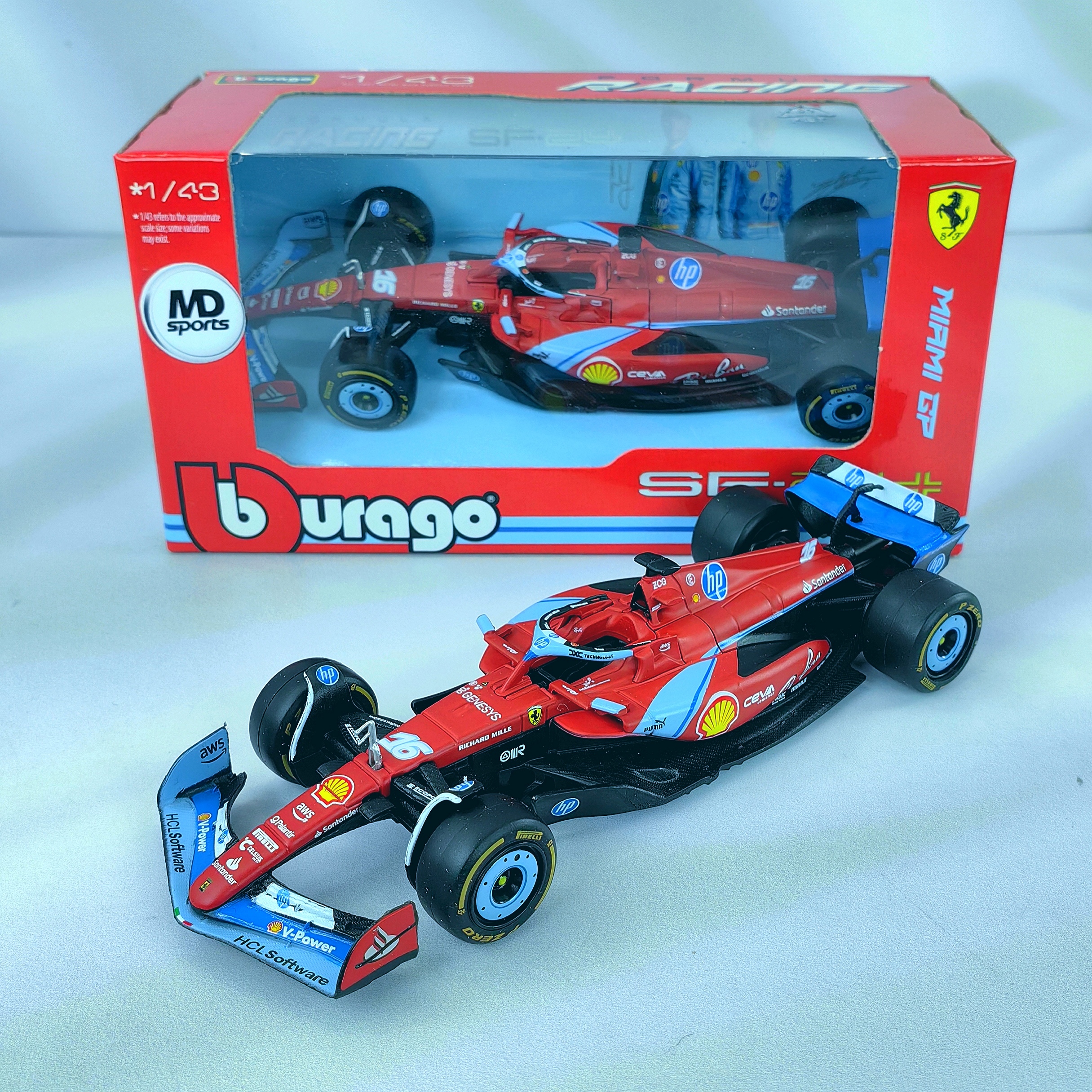 Ferrari SF-24 Miami GP 2024 #16 Charles Leclerc Caja Normal Burago 1:43