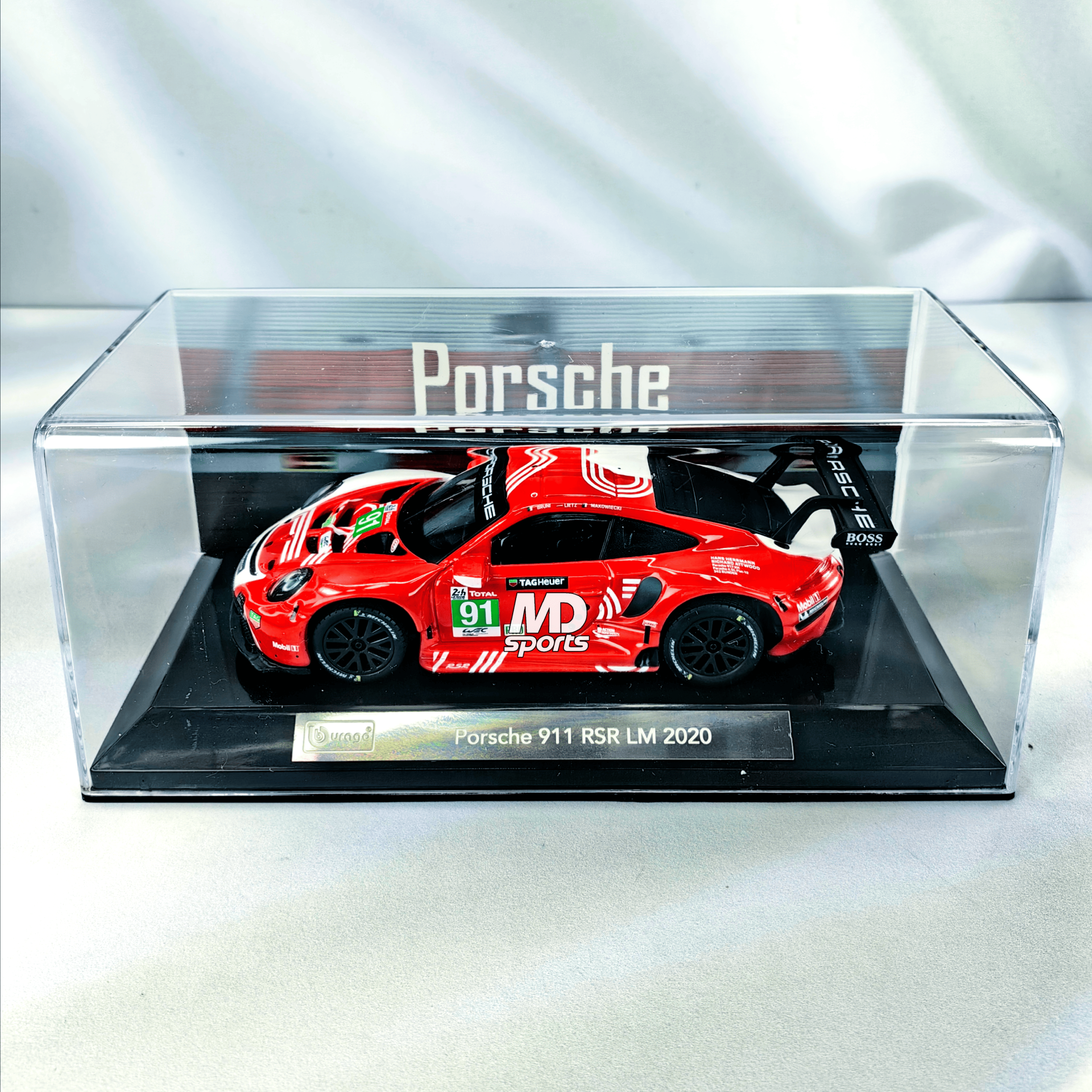 Porsche 911 RSR LeMans 2020 #91 Bruni-Lietz-Makowiecki Caja Acrilica Burago Race 1:43