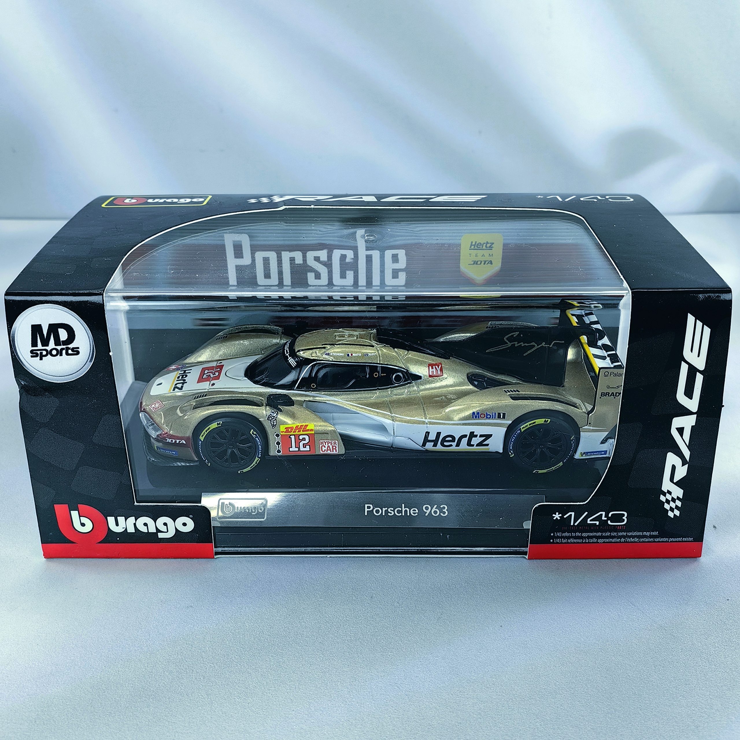 Porsche 963 LeMans 2024 #12 Stevens-Nato-Ilott Caja Acrilica Burago 1:43