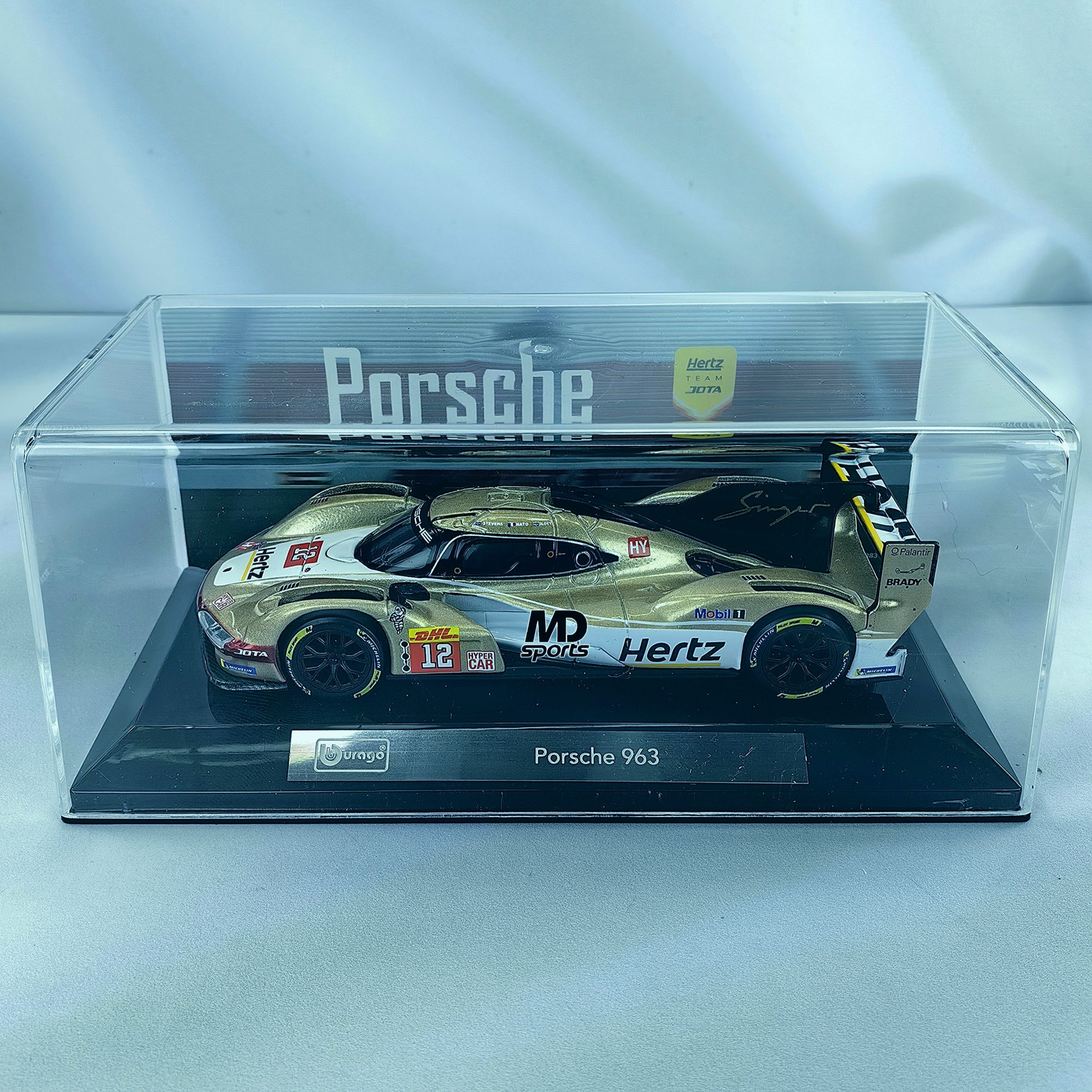 Porsche 963 LeMans 2024 #12 Stevens-Nato-Ilott Caja Acrilica Burago 1:43