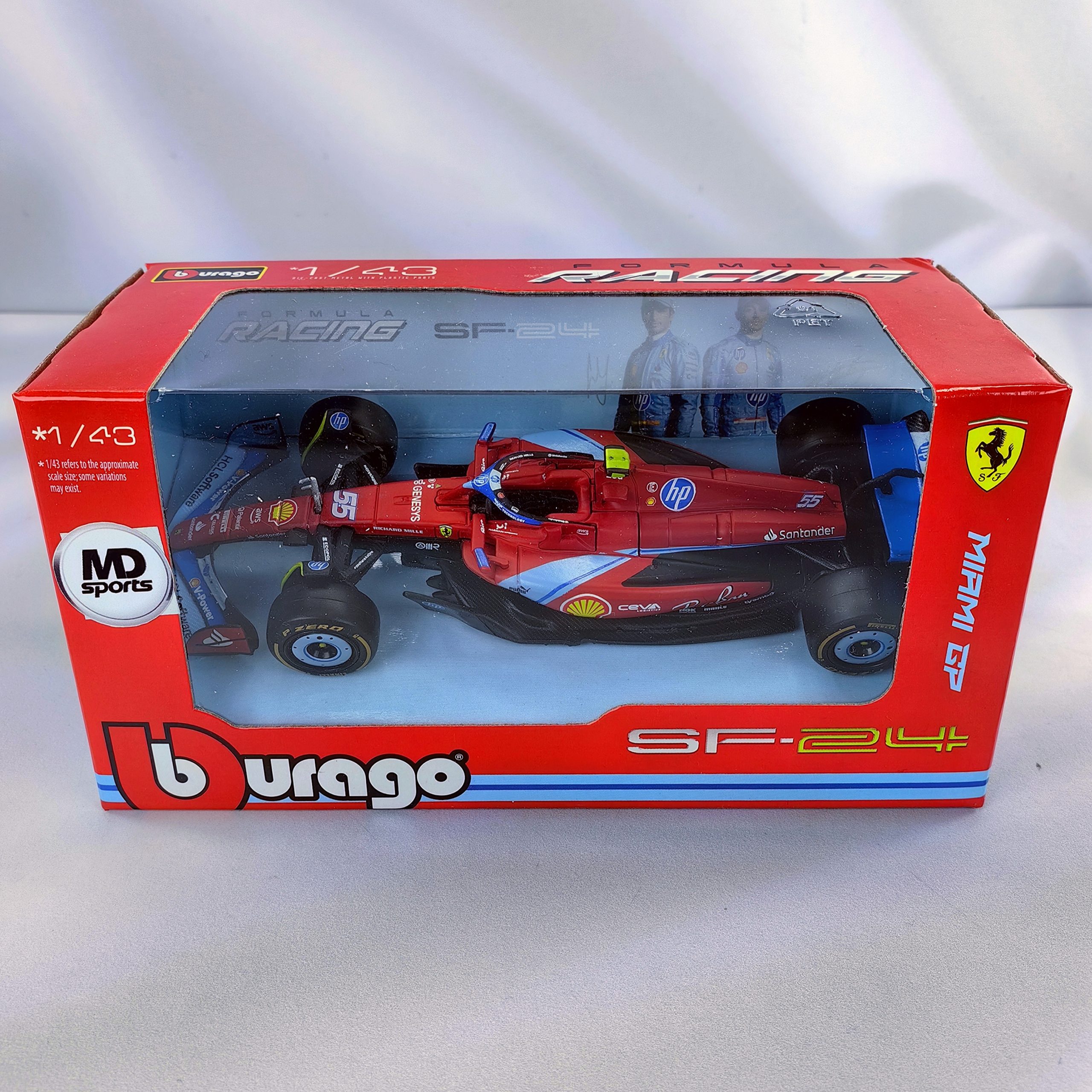 Ferrari SF-24 Miami GP 2024 #55 Carlos Sainz Caja Normal Burago 1:43 - Imagen 4