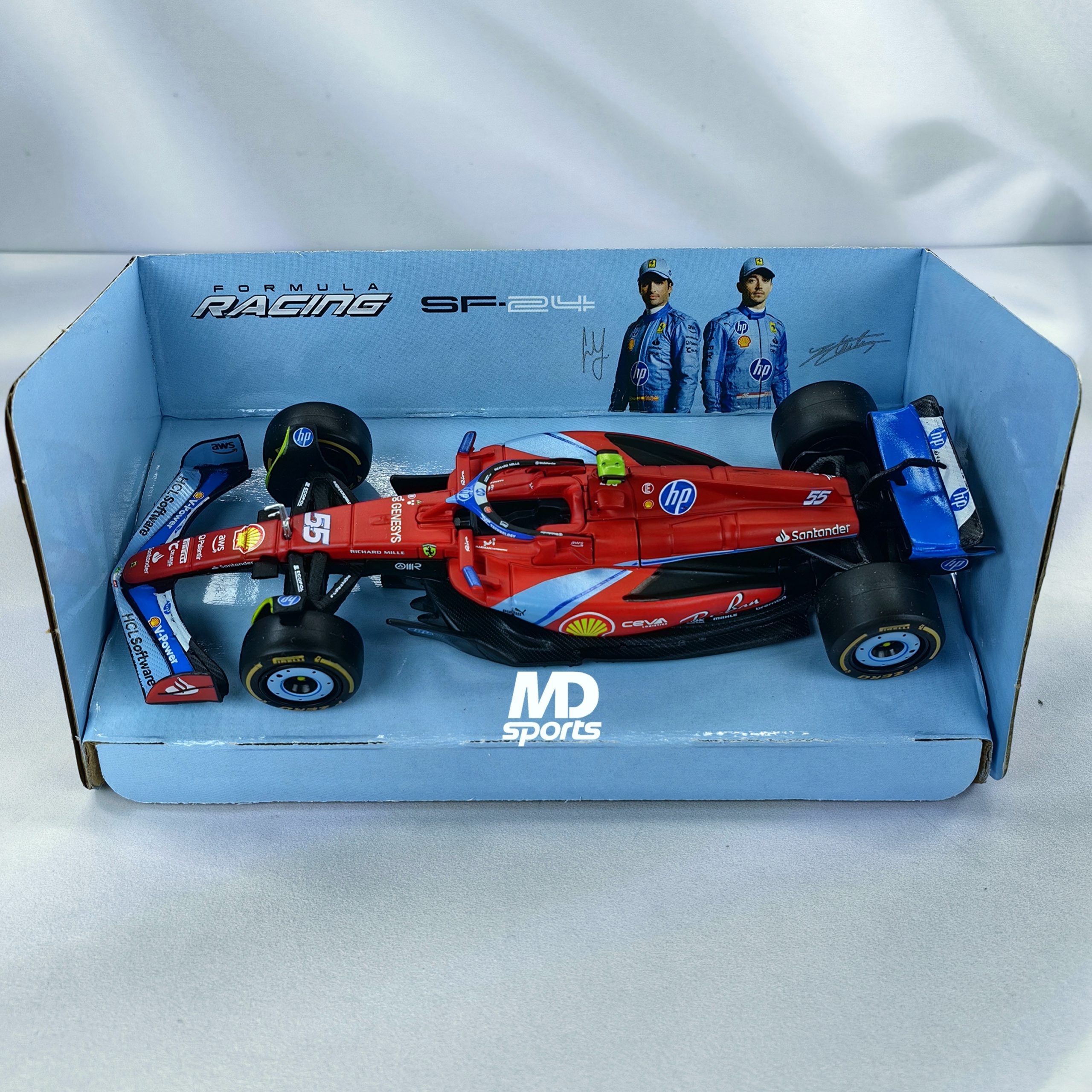 Ferrari SF-24 Miami GP 2024 #55 Carlos Sainz Caja Normal Burago 1:43 - Imagen 3
