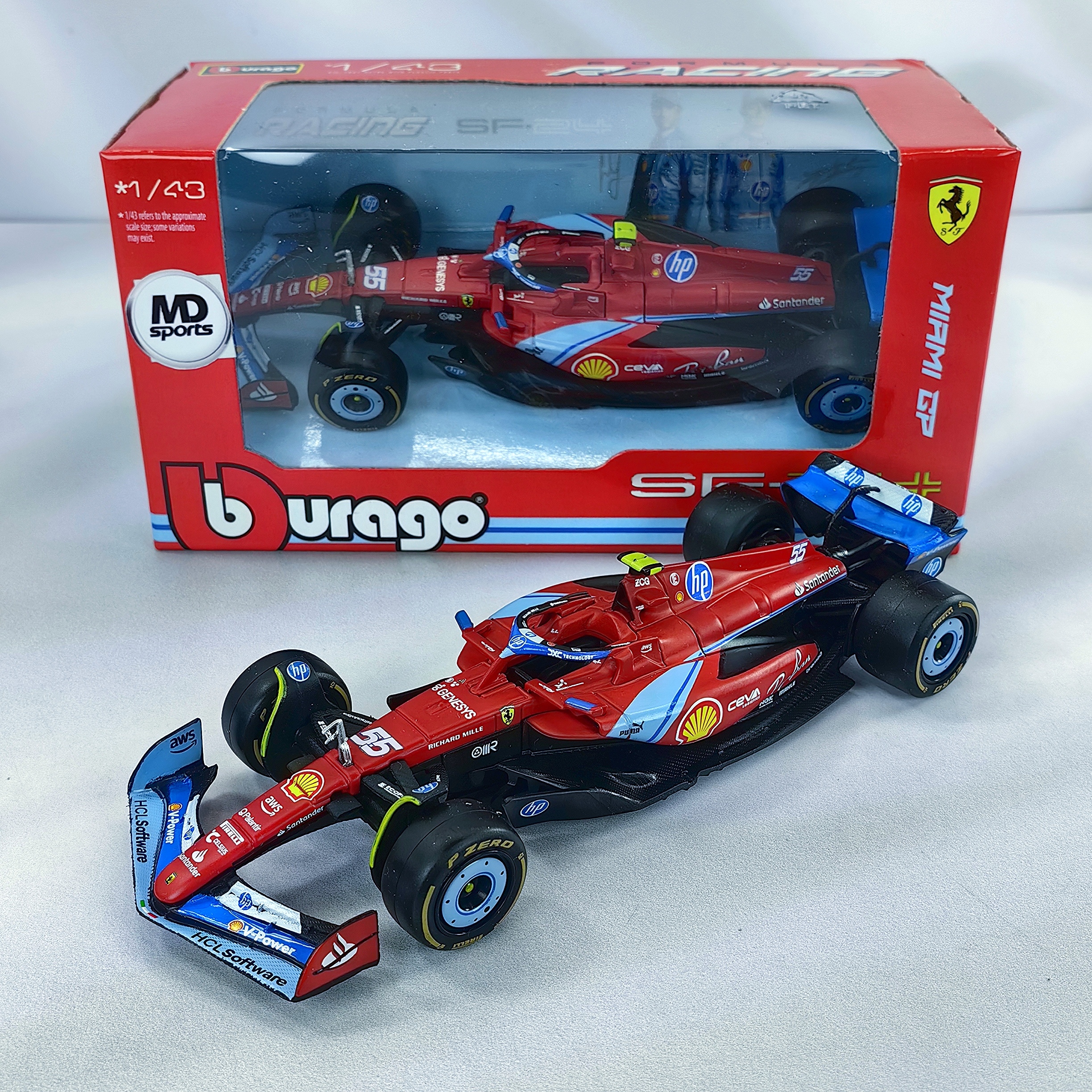 Ferrari SF-24 Miami GP 2024 #55 Carlos Sainz Caja Normal Burago 1:43