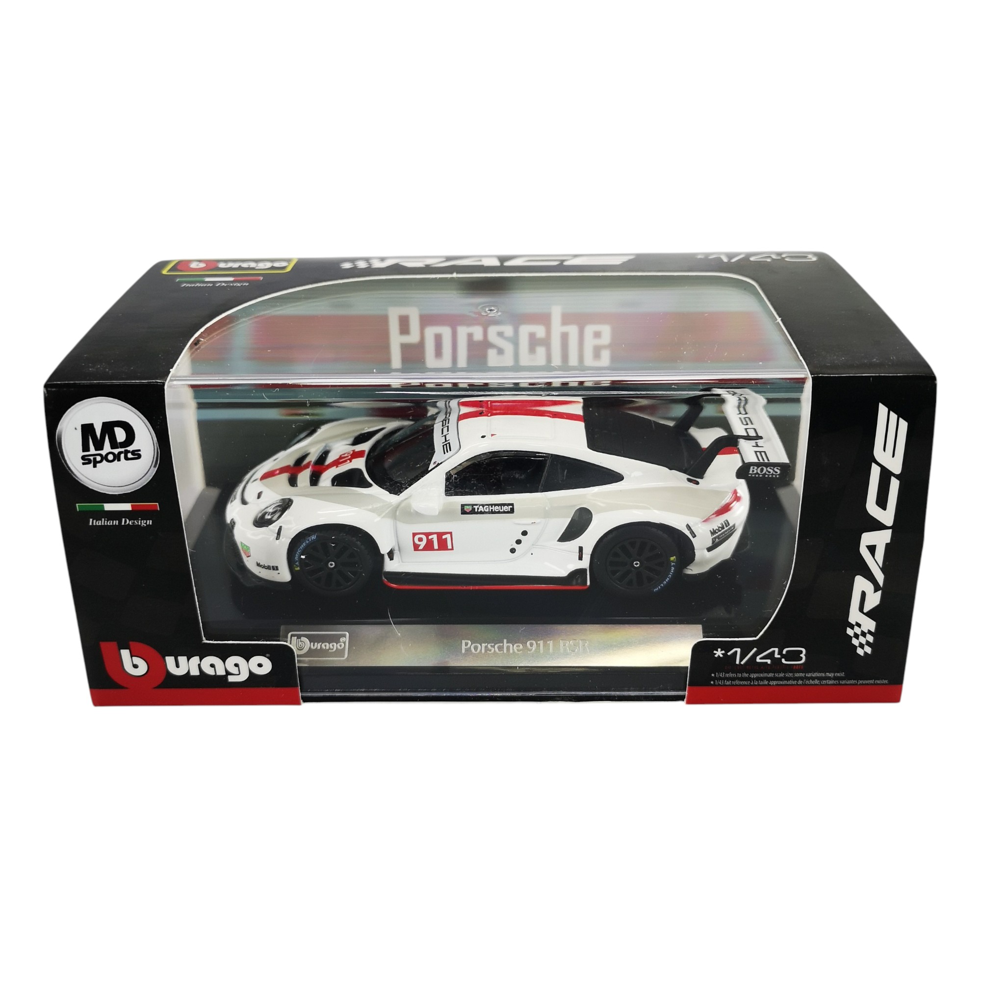 Porsche 911 RSR Caja Acrilica Burago Race 1:43