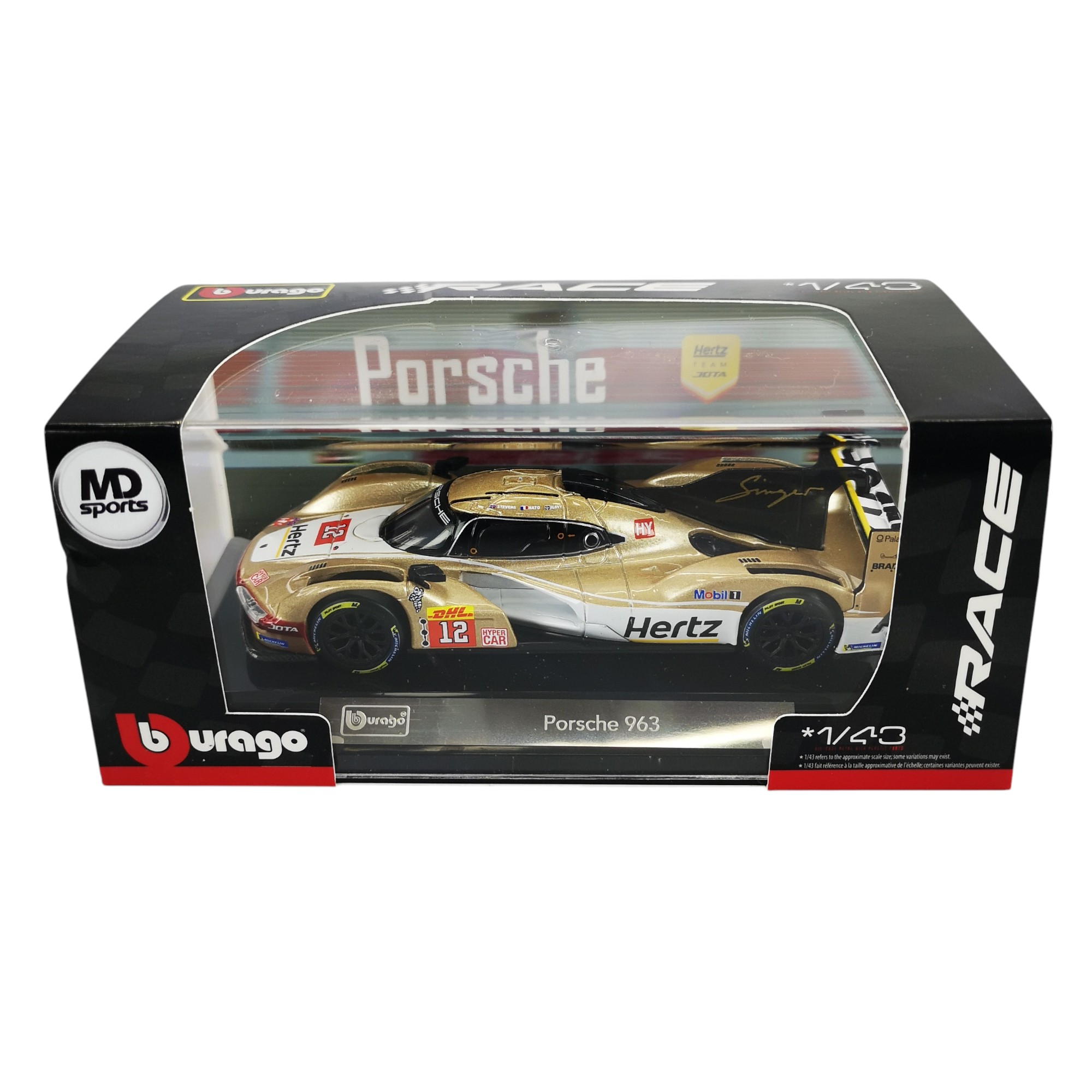 Porsche 963 LeMans 2024 #12 Stevens-Nato-Ilott Caja Acrilica Burago 1:43