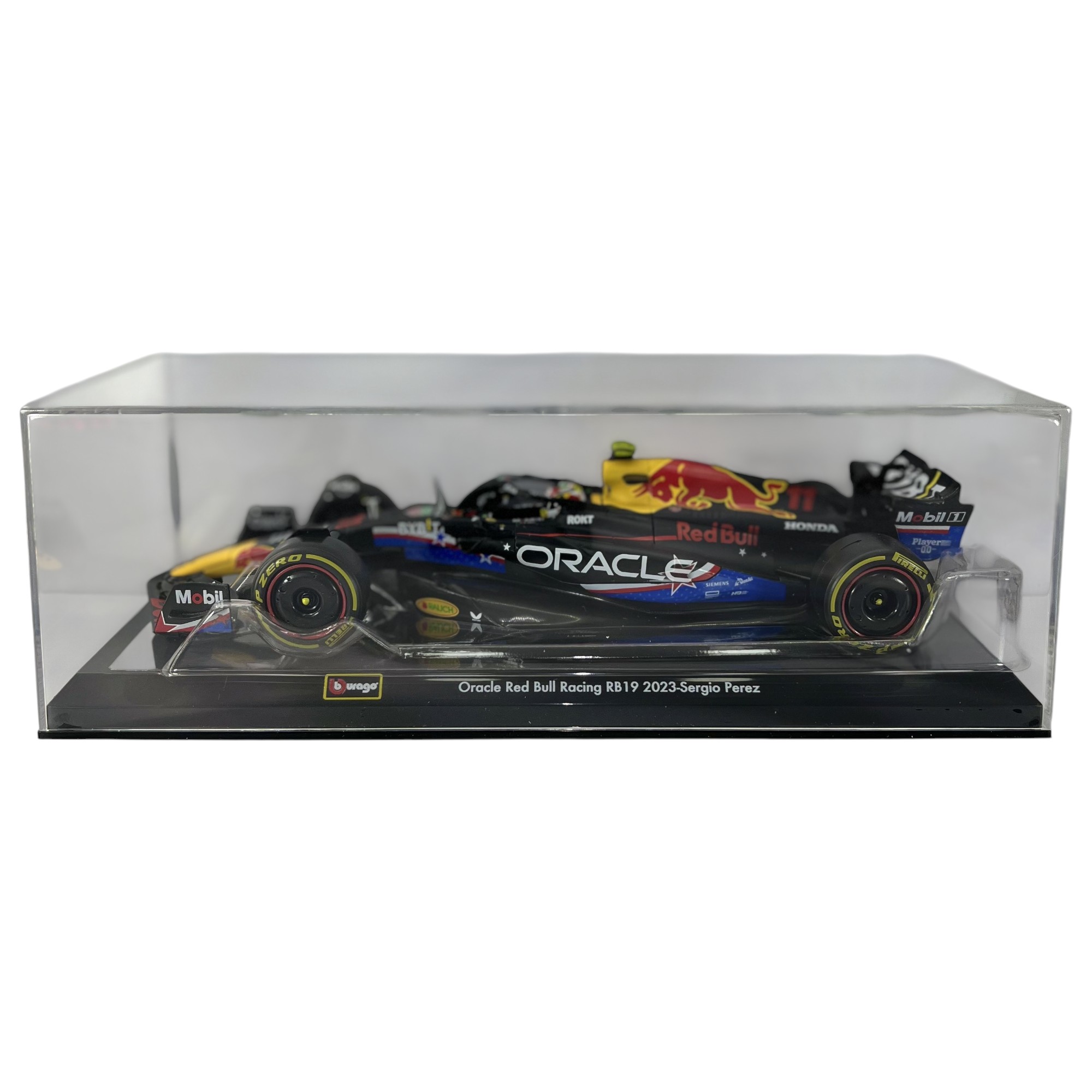RedBull RB19 GP Austin 2023 #11 Checo Perez Caja Acrilica Burago 1:24