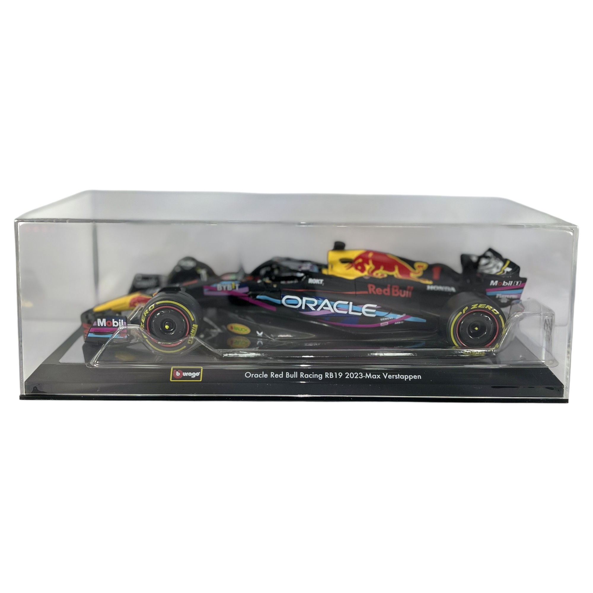 RedBull RB19 GP Miami 2023 #1 Max Verstappen Caja Acrilica Burago 1:24