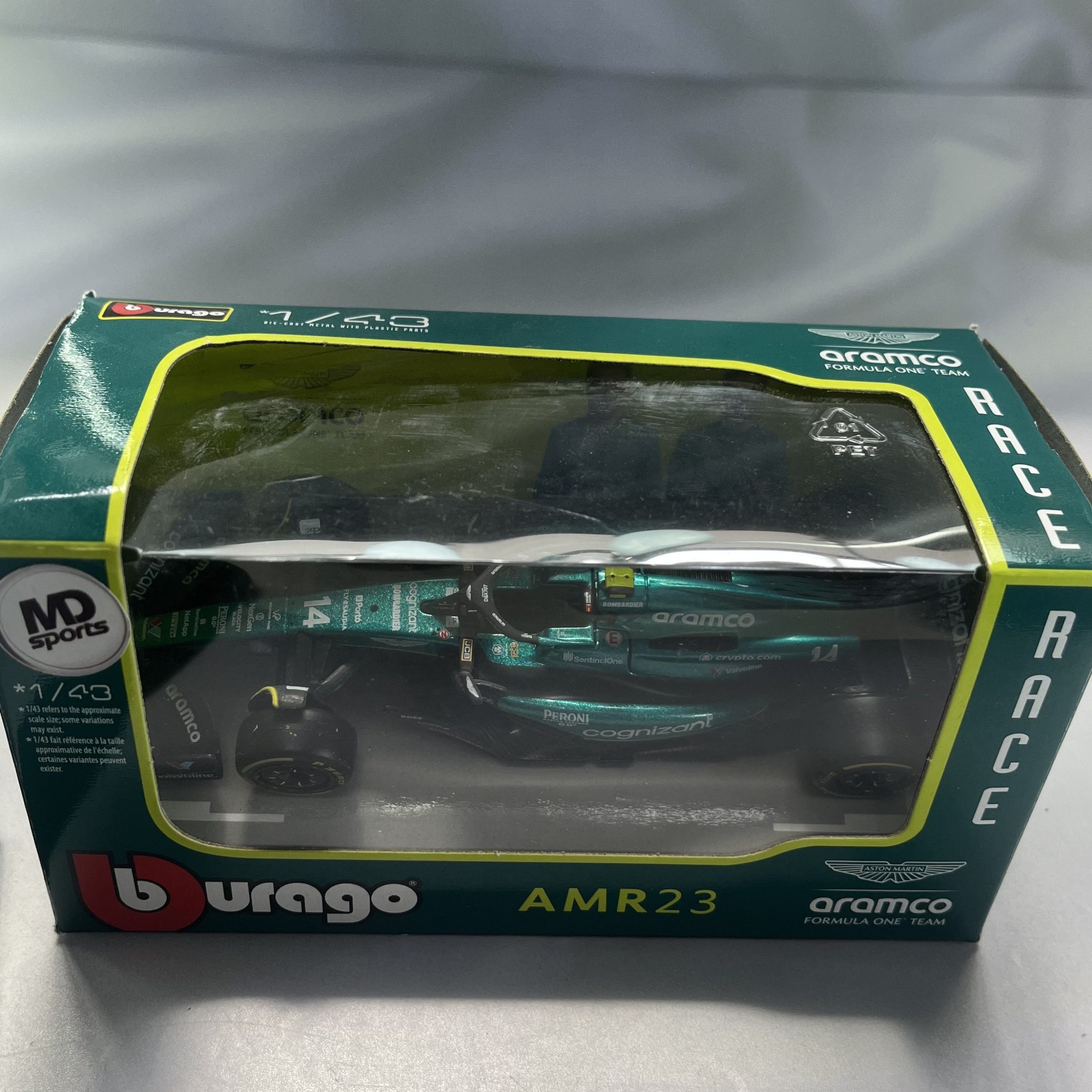 Aston Martin AMR23 2023 #14 Fernando Alonso Caja Normal Burago 1:43 (Producto con detalle)