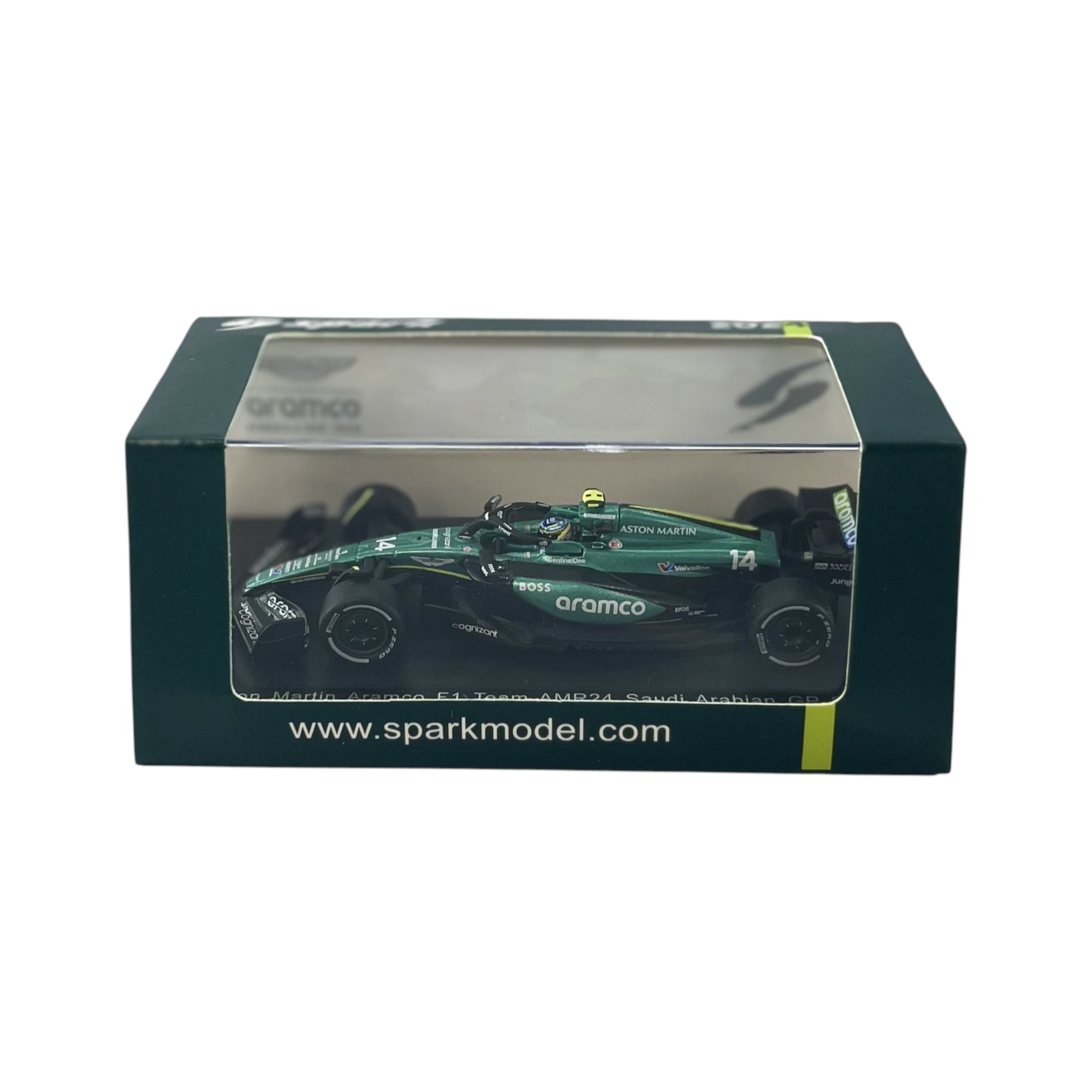 Aston Martin AMR24 GP Arabia Saudita 2024 #14 Fernando Alonso Caja Acrilica Spark 1:64