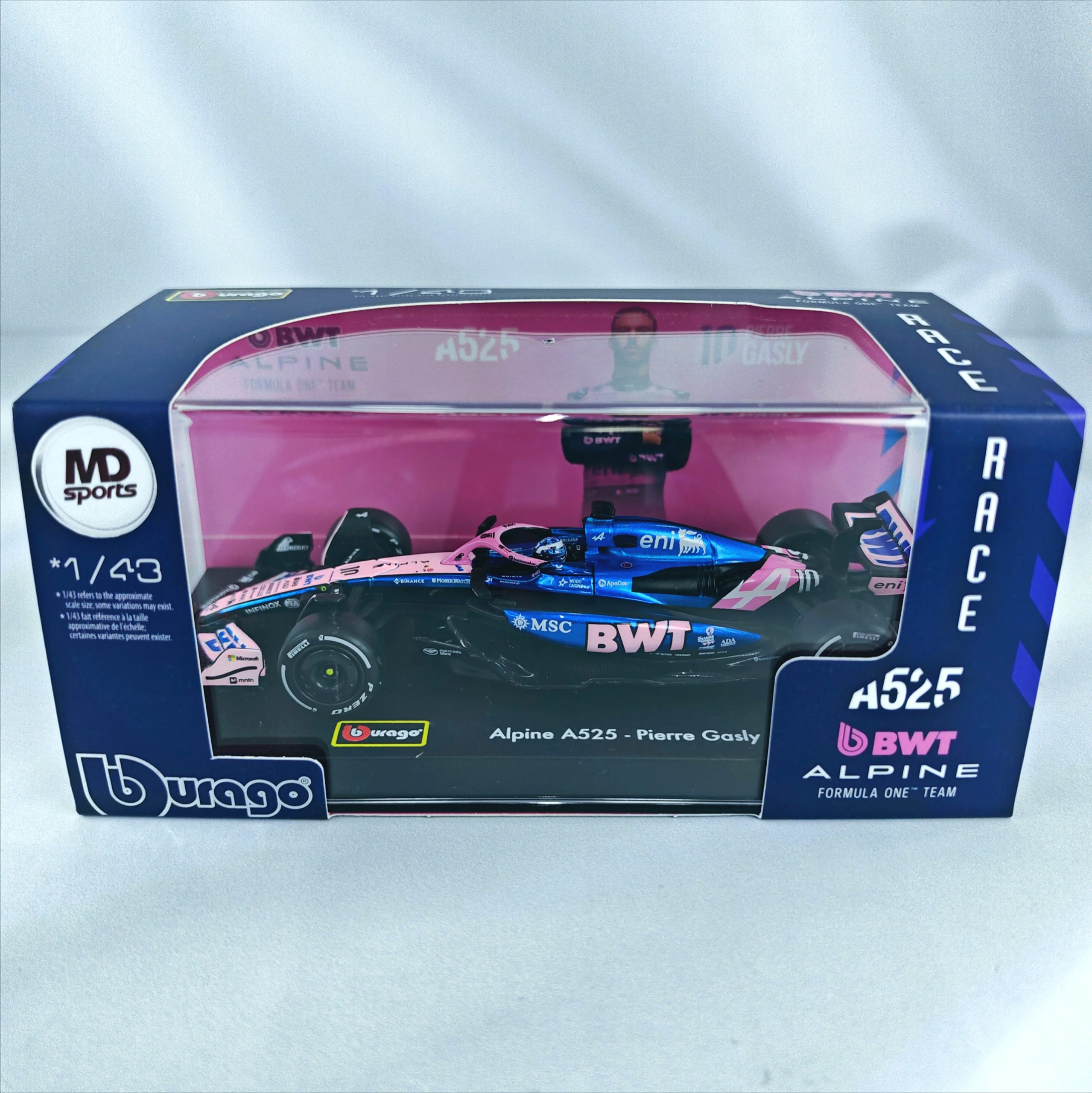 Alpine A525 2025 #10 Pierre Gasly Caja Acrilica Burago 1:43
