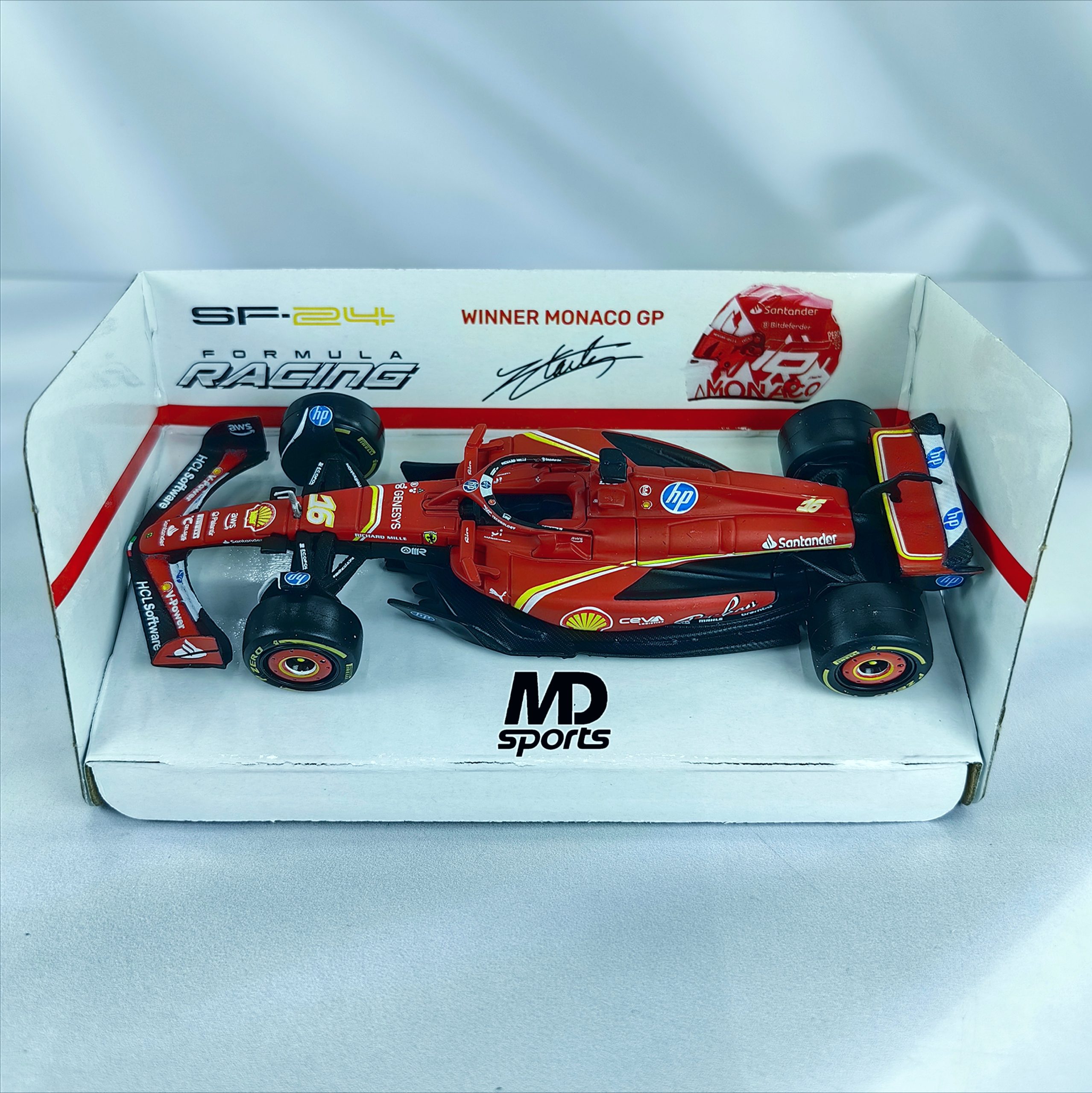 Ferrari SF-24 Monaco GP 2024 #16 Charles Leclerc Caja Normal Burago 1:43 - Imagen 3